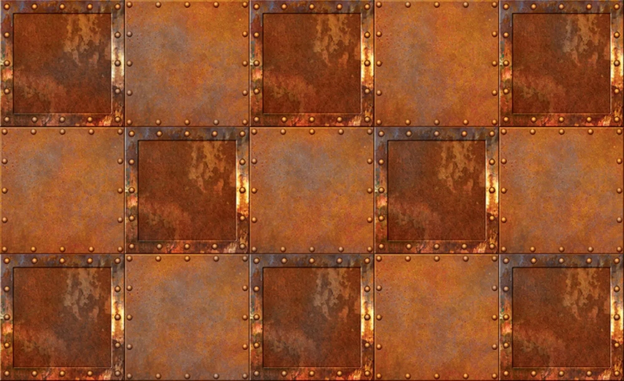 Billede 1 af Fototapet - Rustbrune metalplader med nitter