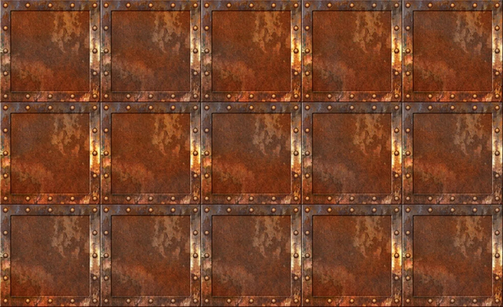 Billede 1 af Fototapet - Rustne metalkvadrater med nitter