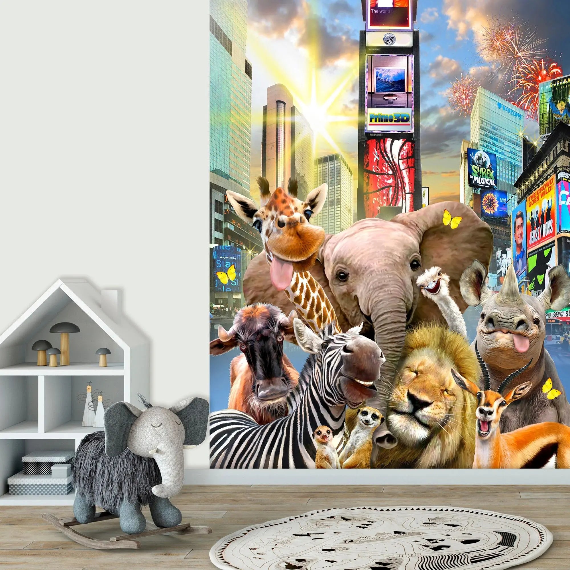 Billede 3 af Fototapet - Safari- og savannedyr foran Times Square i New York