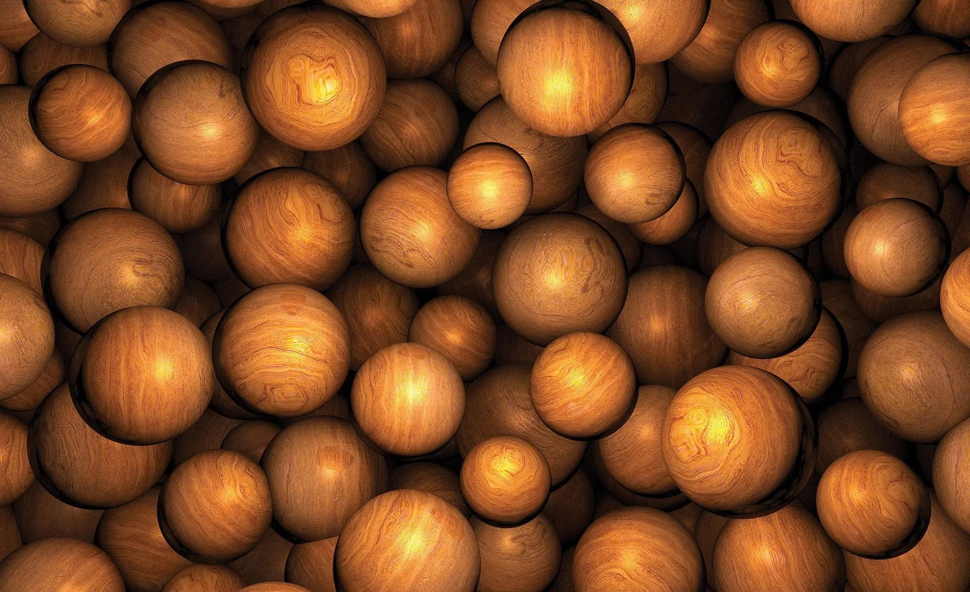 Billede 1 af Fototapet - Samling af træagtige kugler