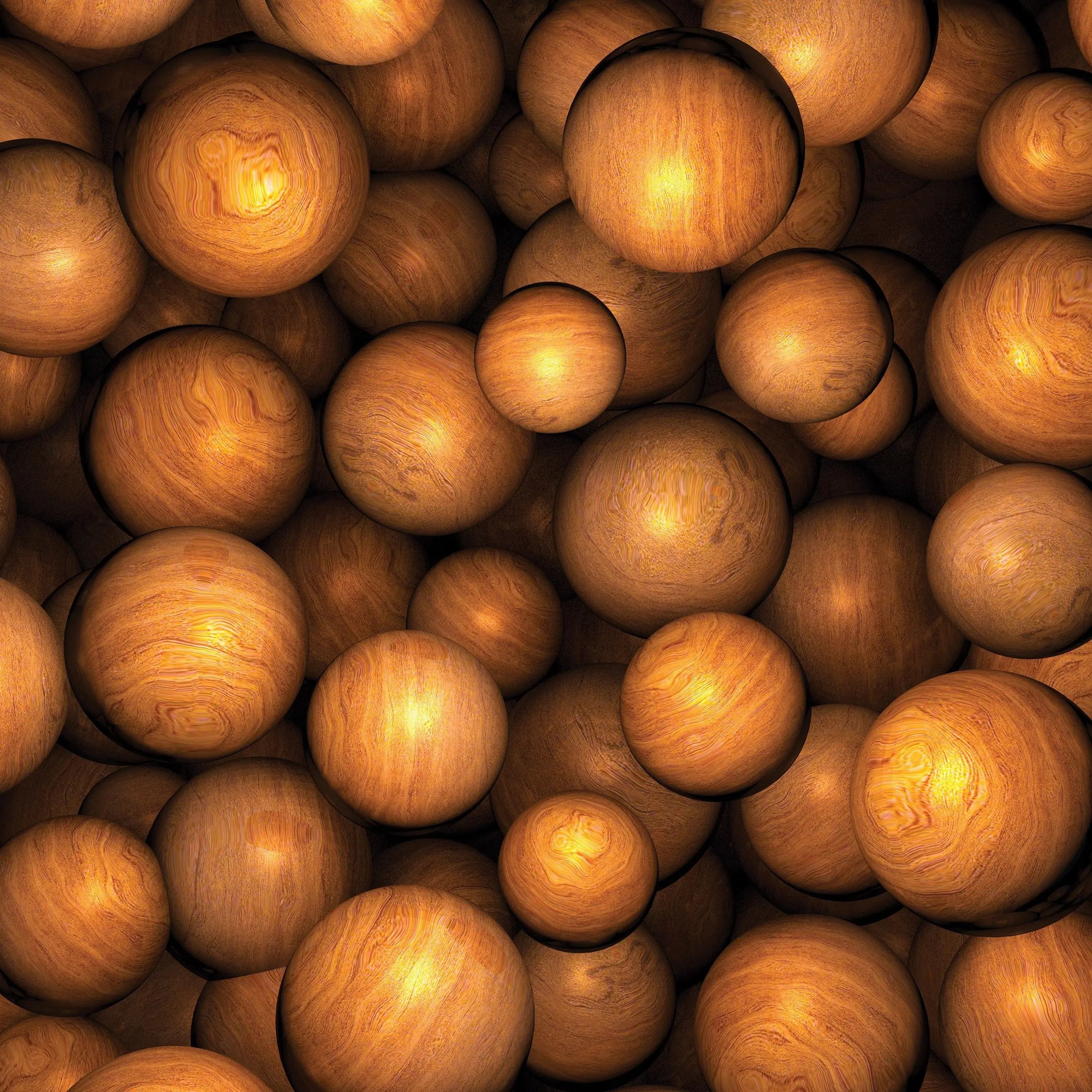 Billede 10 af Fototapet - Samling af træagtige kugler