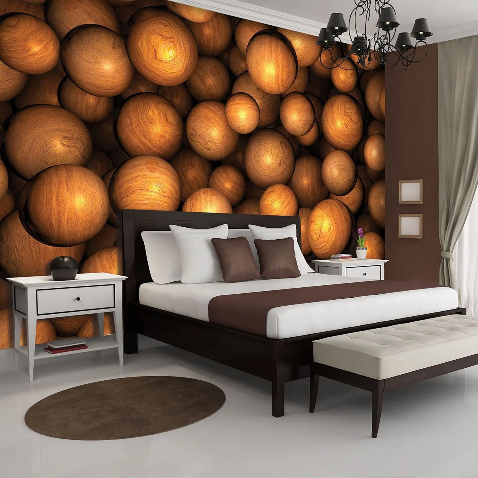 Billede 4 af Fototapet - Samling af træagtige kugler