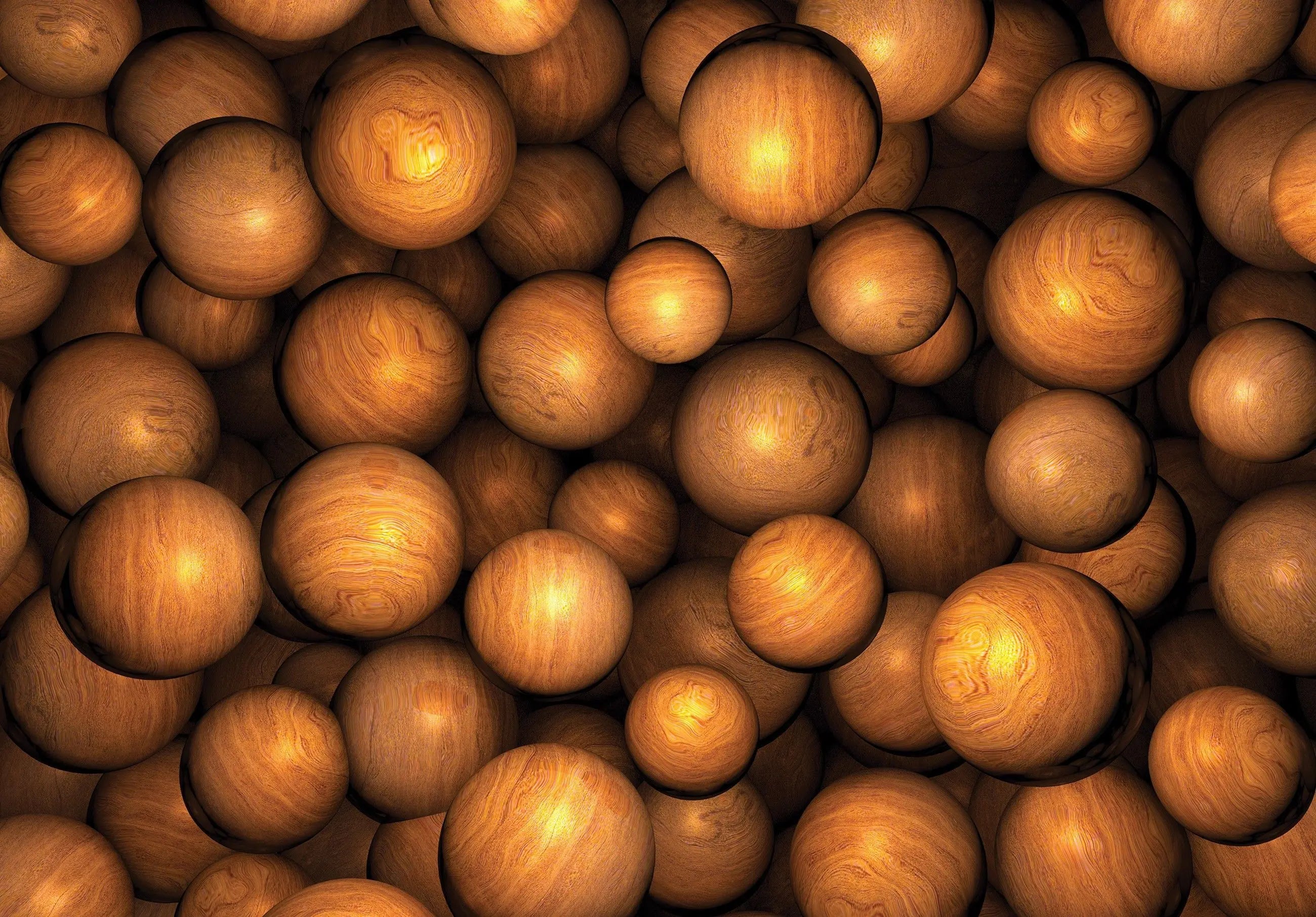 Billede 5 af Fototapet - Samling af træagtige kugler