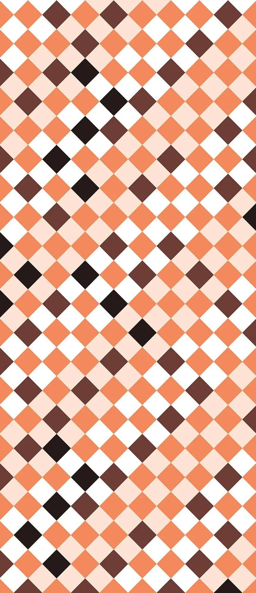 Billede 10 af Fototapet - Skakternet mønster i orange-brune nuancer