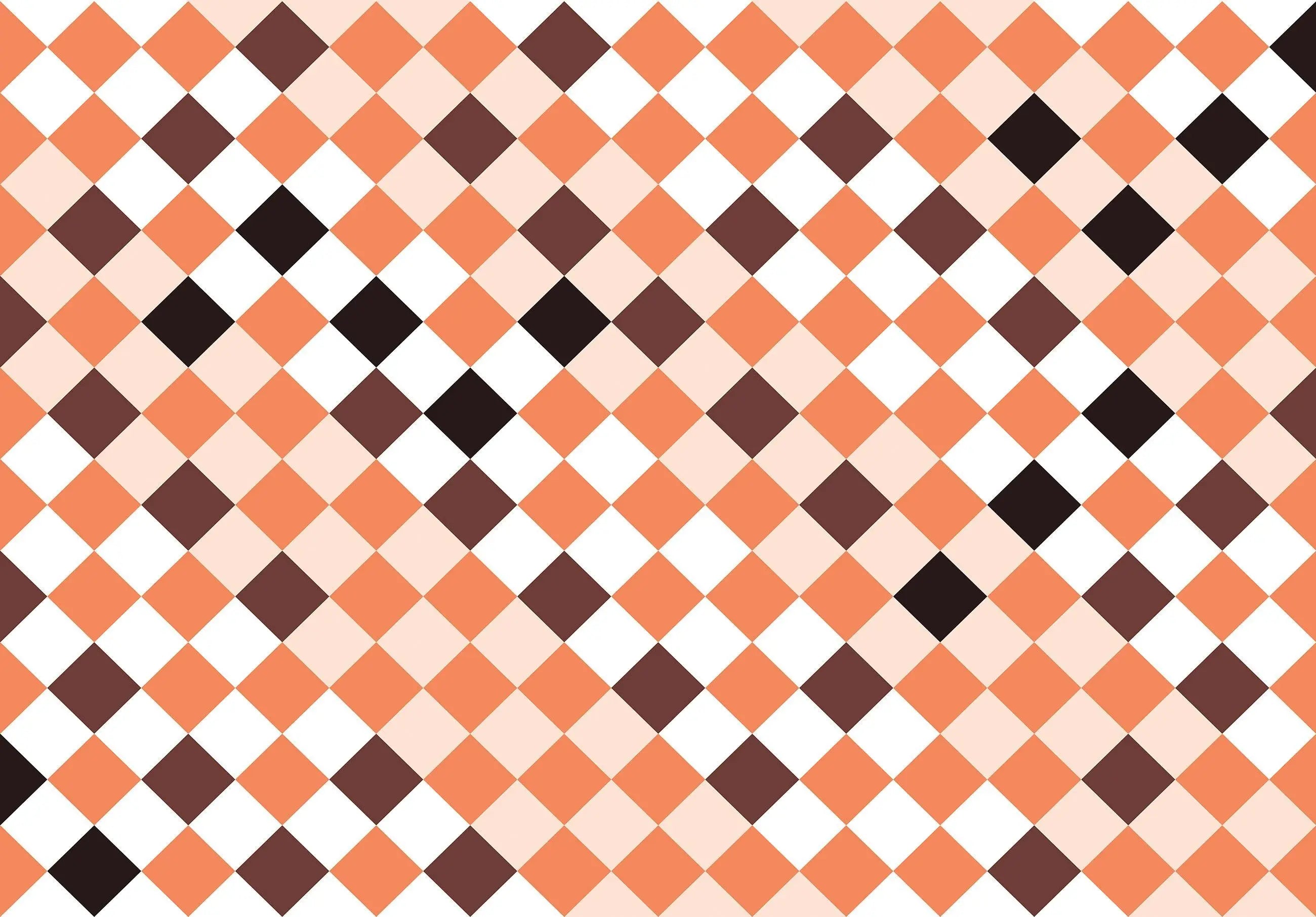 Billede 11 af Fototapet - Skakternet mønster i orange-brune nuancer