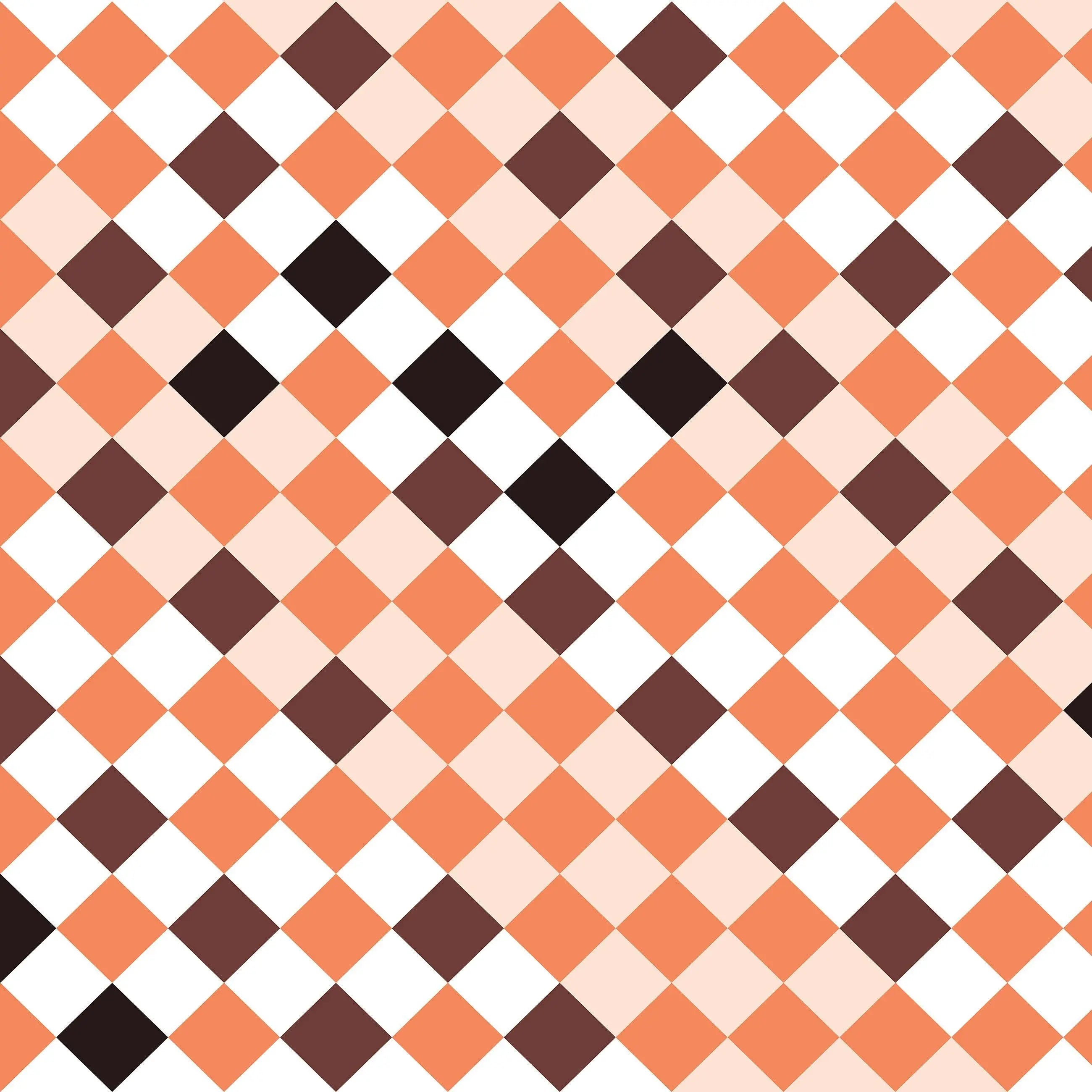 Billede 16 af Fototapet - Skakternet mønster i orange-brune nuancer