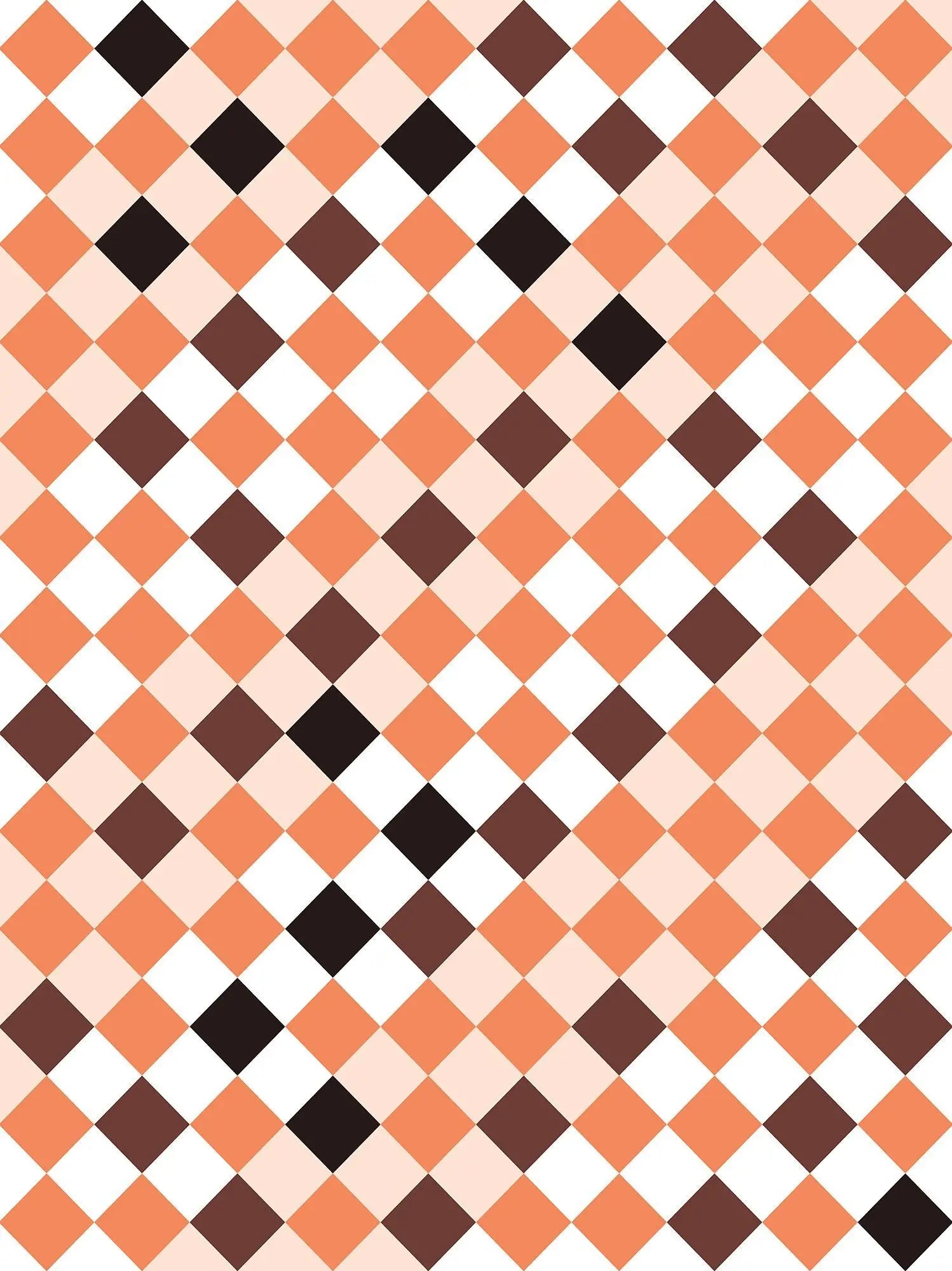 Billede 17 af Fototapet - Skakternet mønster i orange-brune nuancer