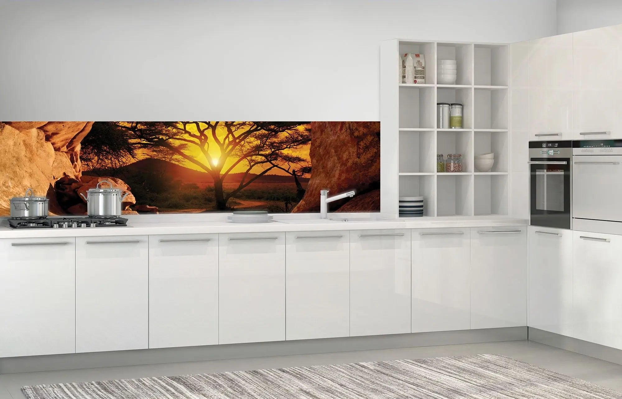 Billede 5 af Fototapet - Solnedgang bag akacietræ set fra klippehule