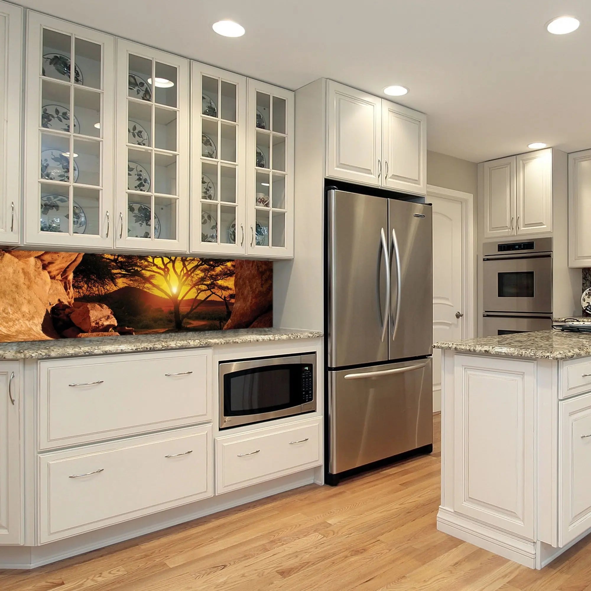 Billede 6 af Fototapet - Solnedgang bag akacietræ set fra klippehule