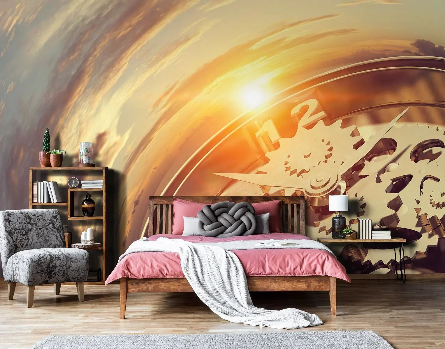 Billede 3 af Fototapet - Solopgang over klokkemekanik