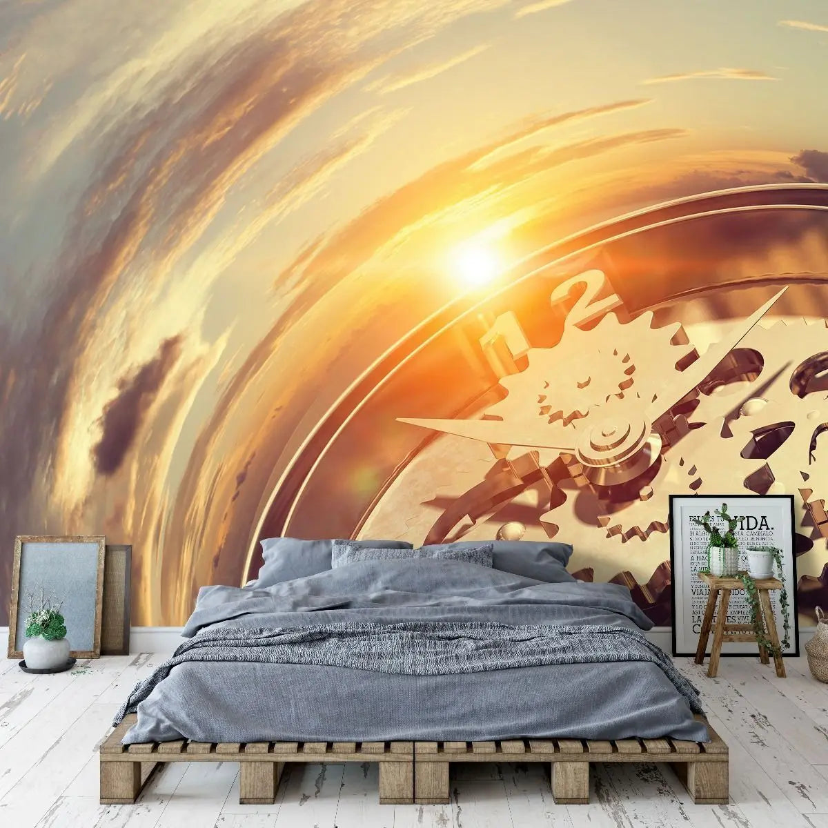 Billede 6 af Fototapet - Solopgang over klokkemekanik