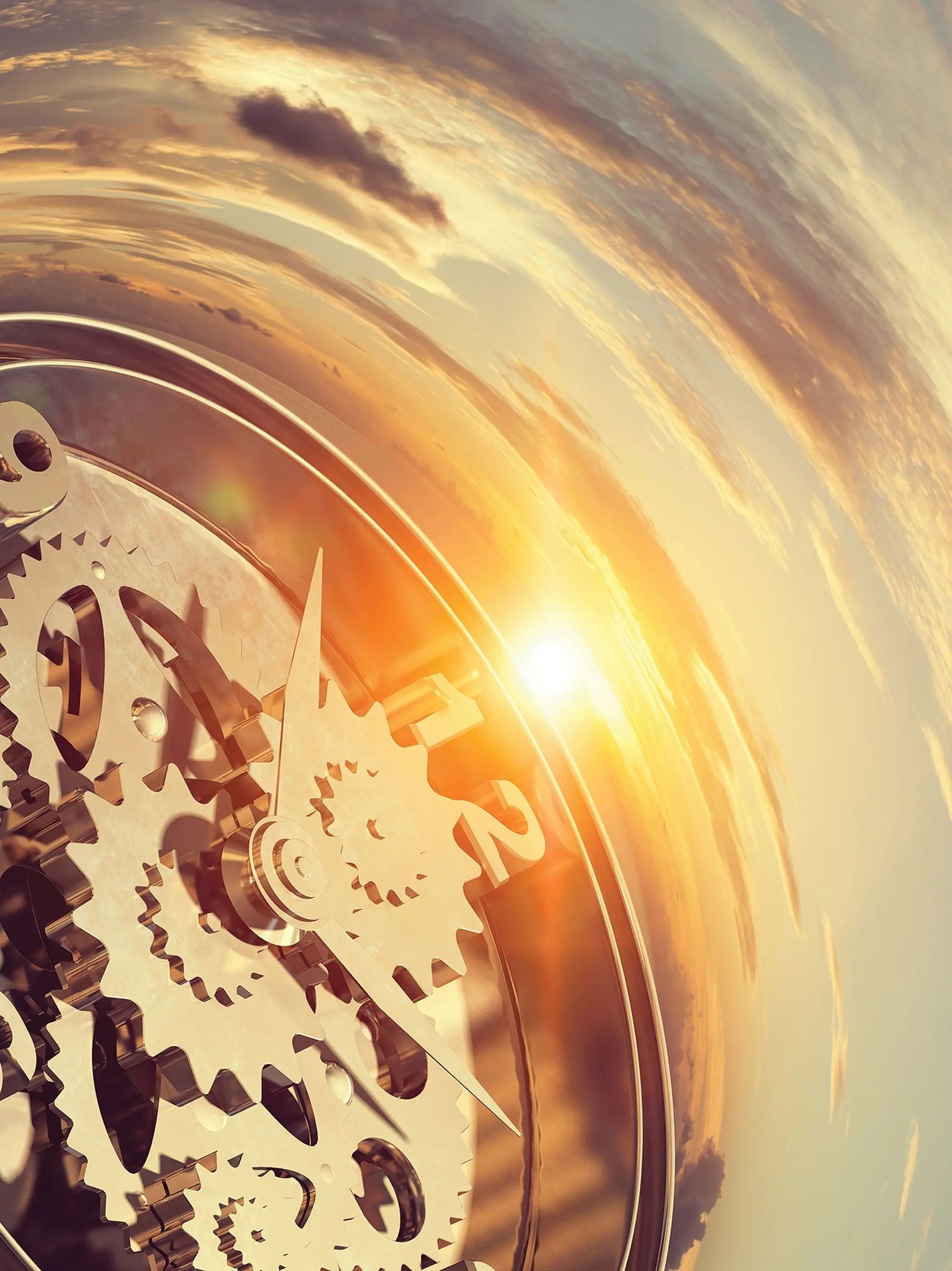 Billede 7 af Fototapet - Solopgang over klokkemekanik