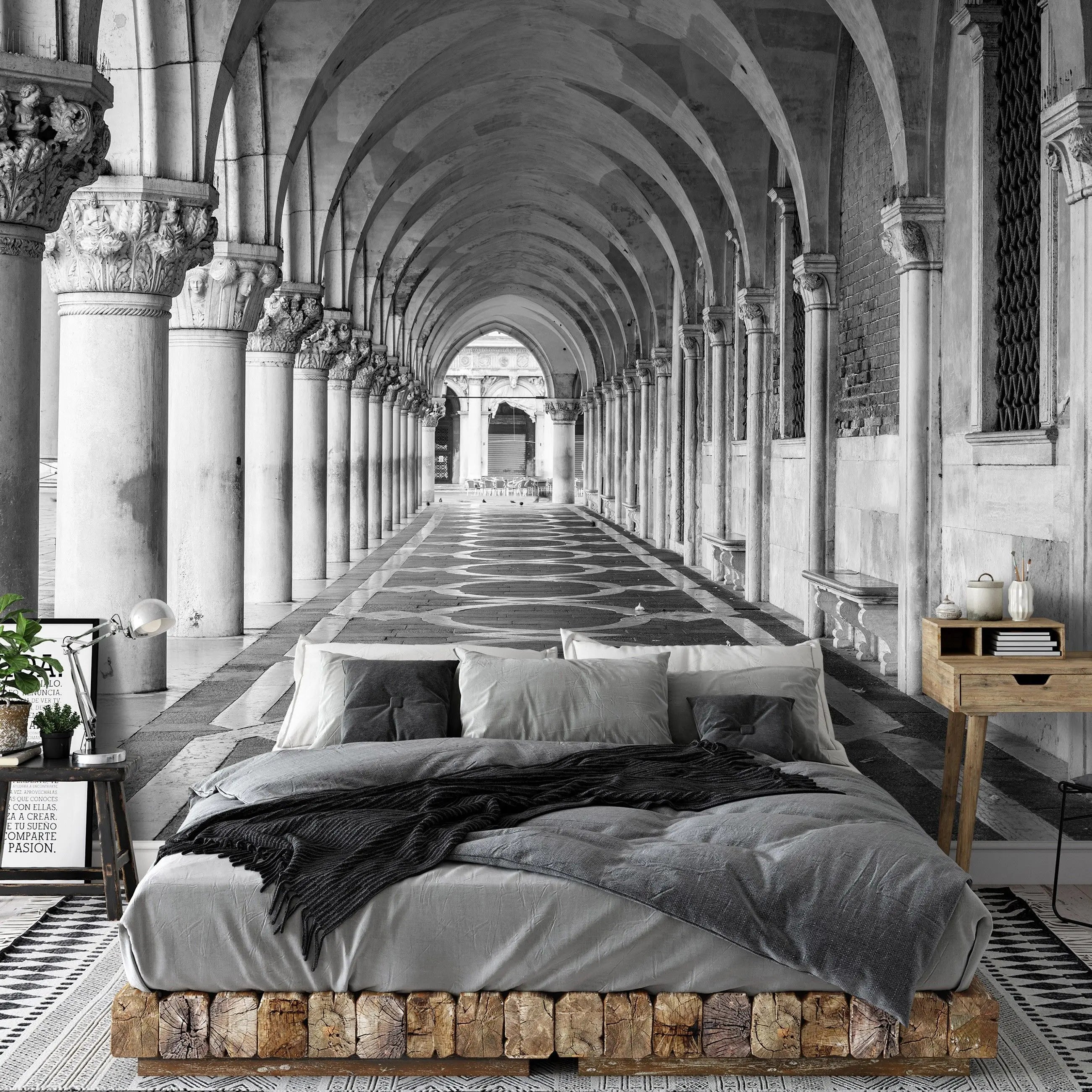 Billede 6 af Fototapet - Sort-hvid buegang ved Dogepaladset i Venedig