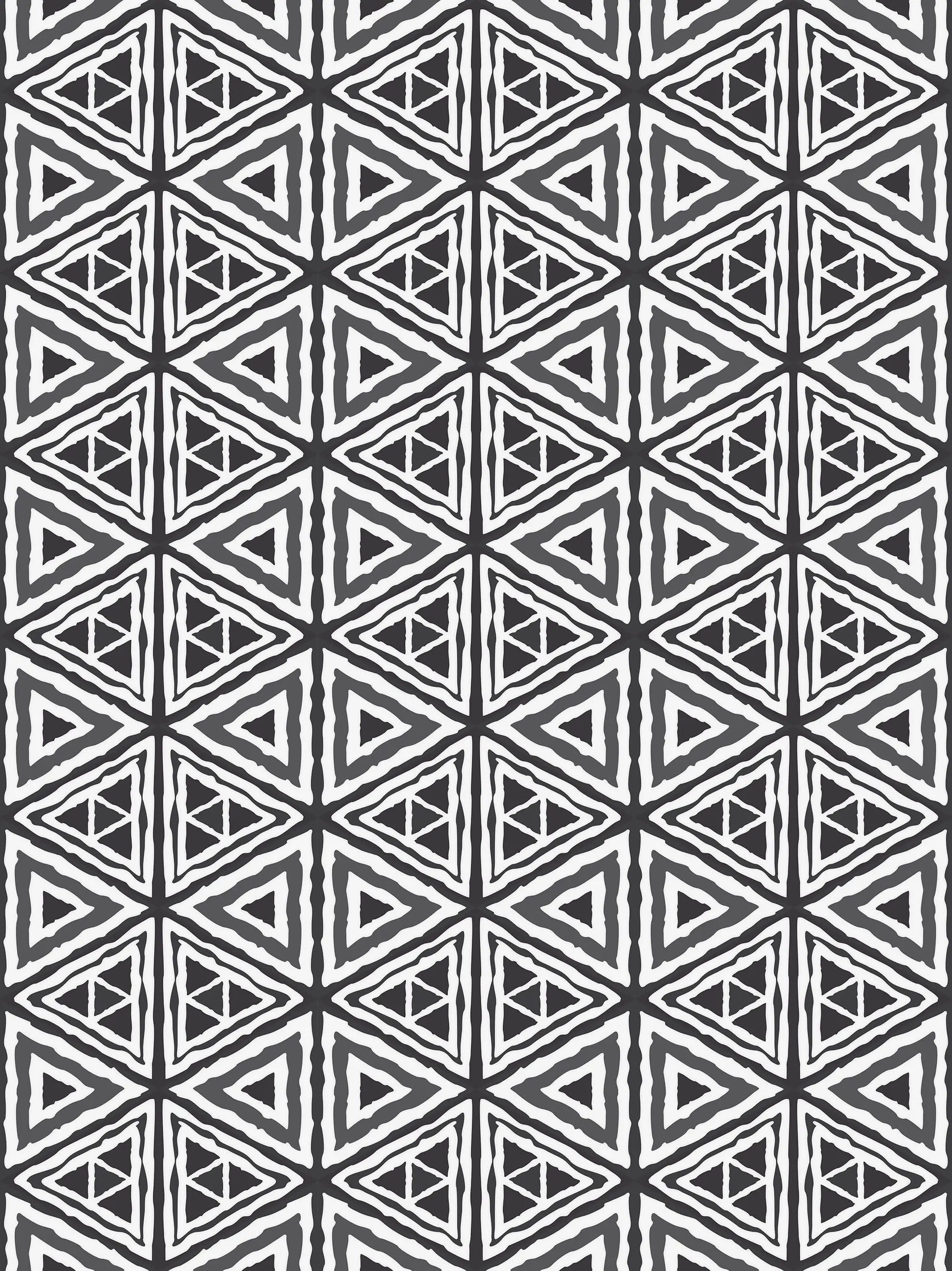 Billede 13 af Fototapet - Sort-hvidt geometrisk mønster af sammenvævede trekanter