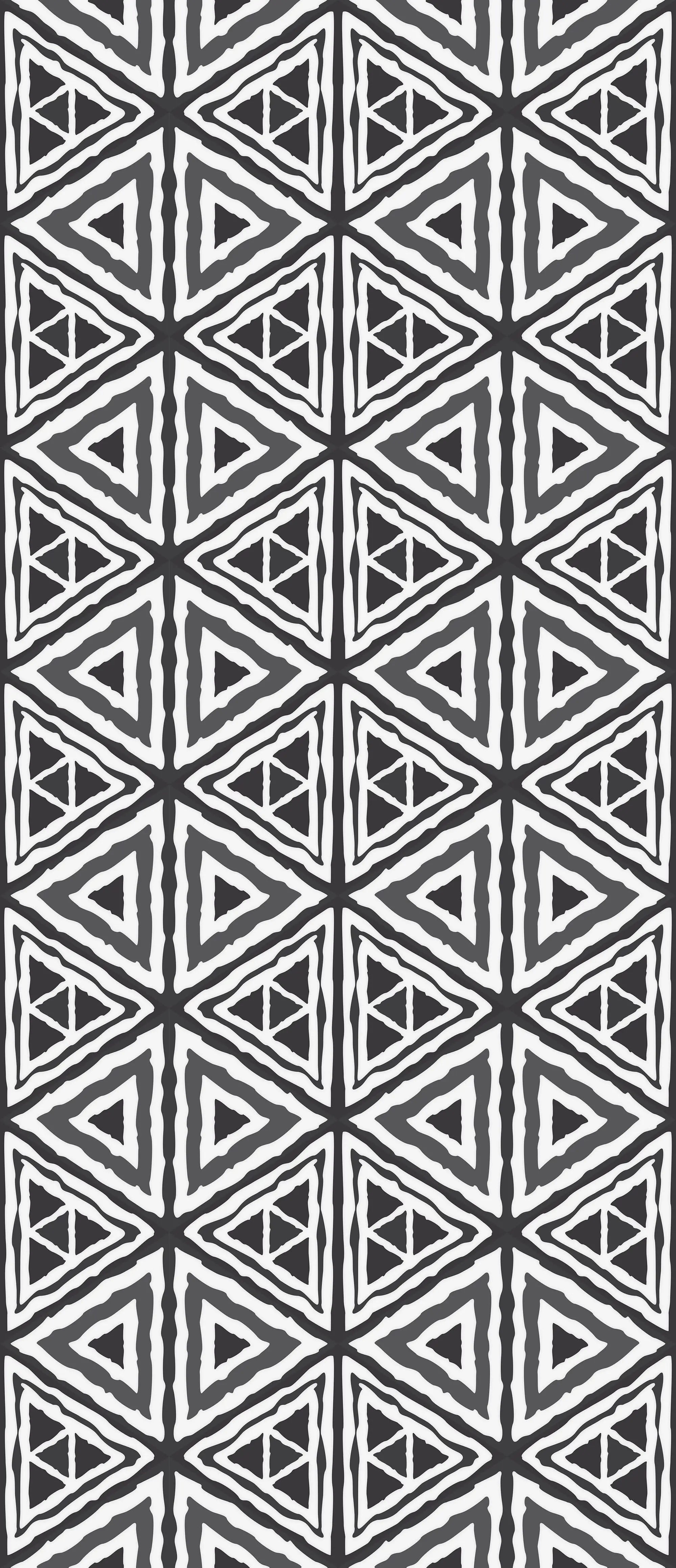 Billede 14 af Fototapet - Sort-hvidt geometrisk mønster af sammenvævede trekanter