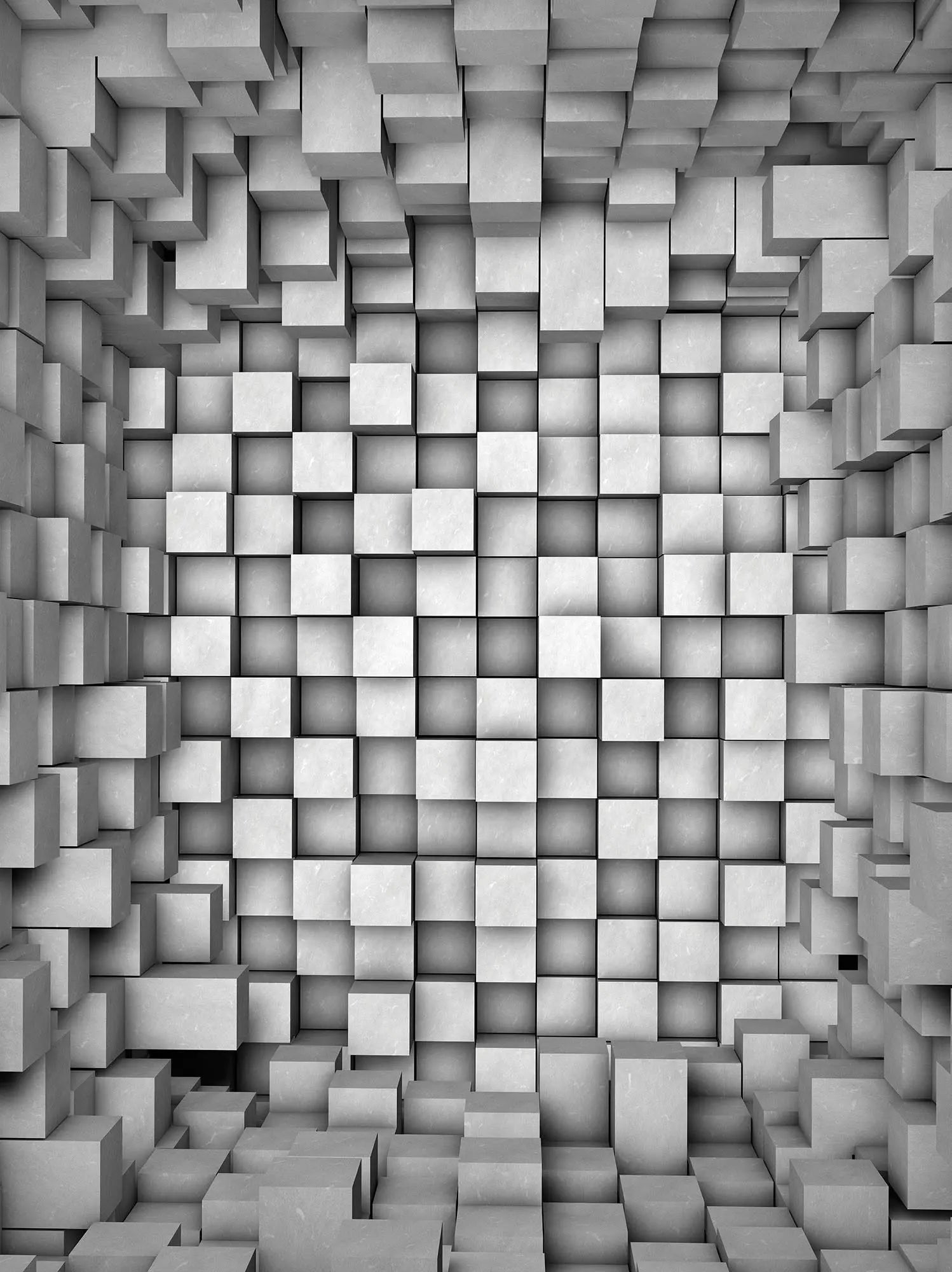 Billede 10 af Fototapet - Sort-hvidt rum med tredimensionelle kuber