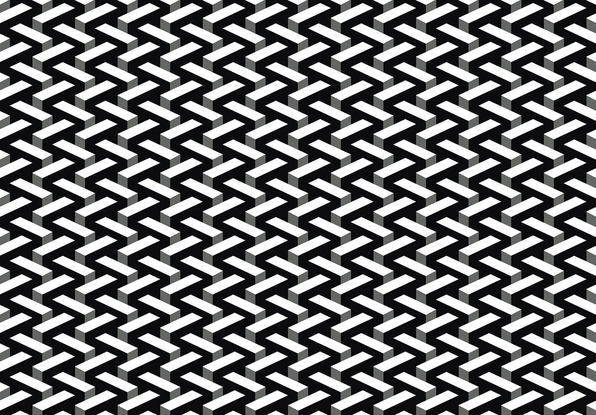 Billede 1 af Fototapet - Sort og hvidt geometrisk zigzag-mønster