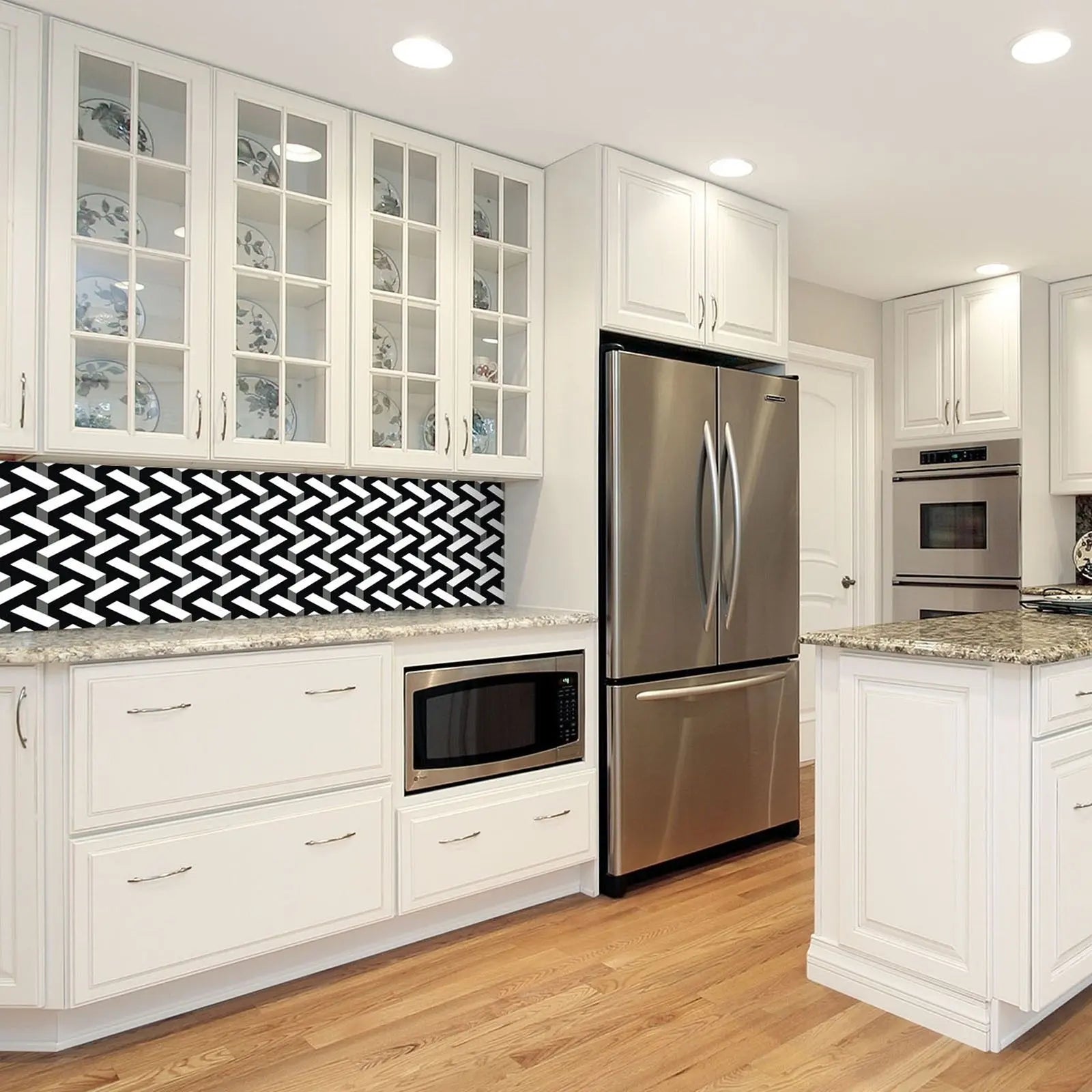 Billede 11 af Fototapet - Sort og hvidt geometrisk zigzag-mønster