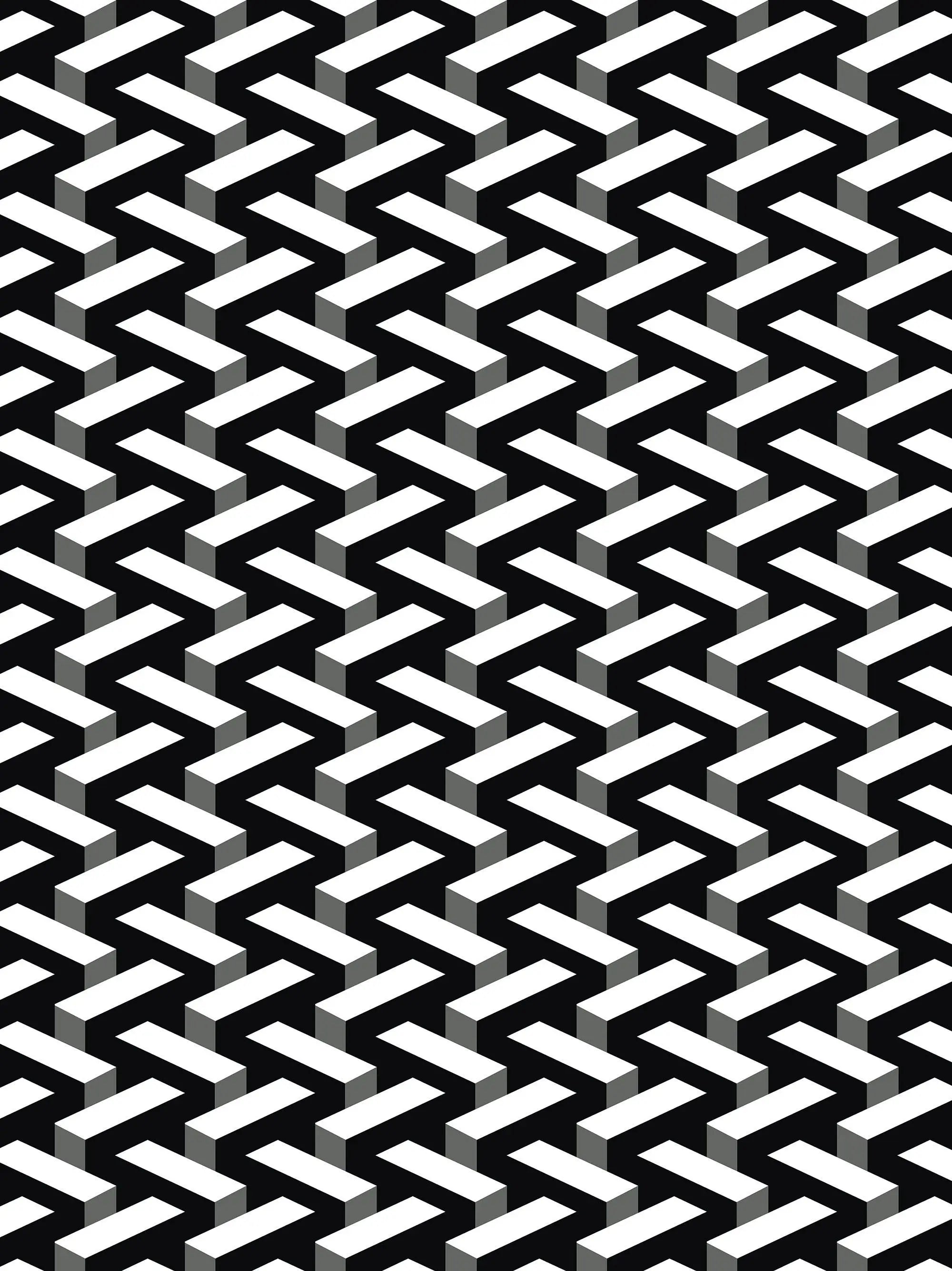 Billede 13 af Fototapet - Sort og hvidt geometrisk zigzag-mønster