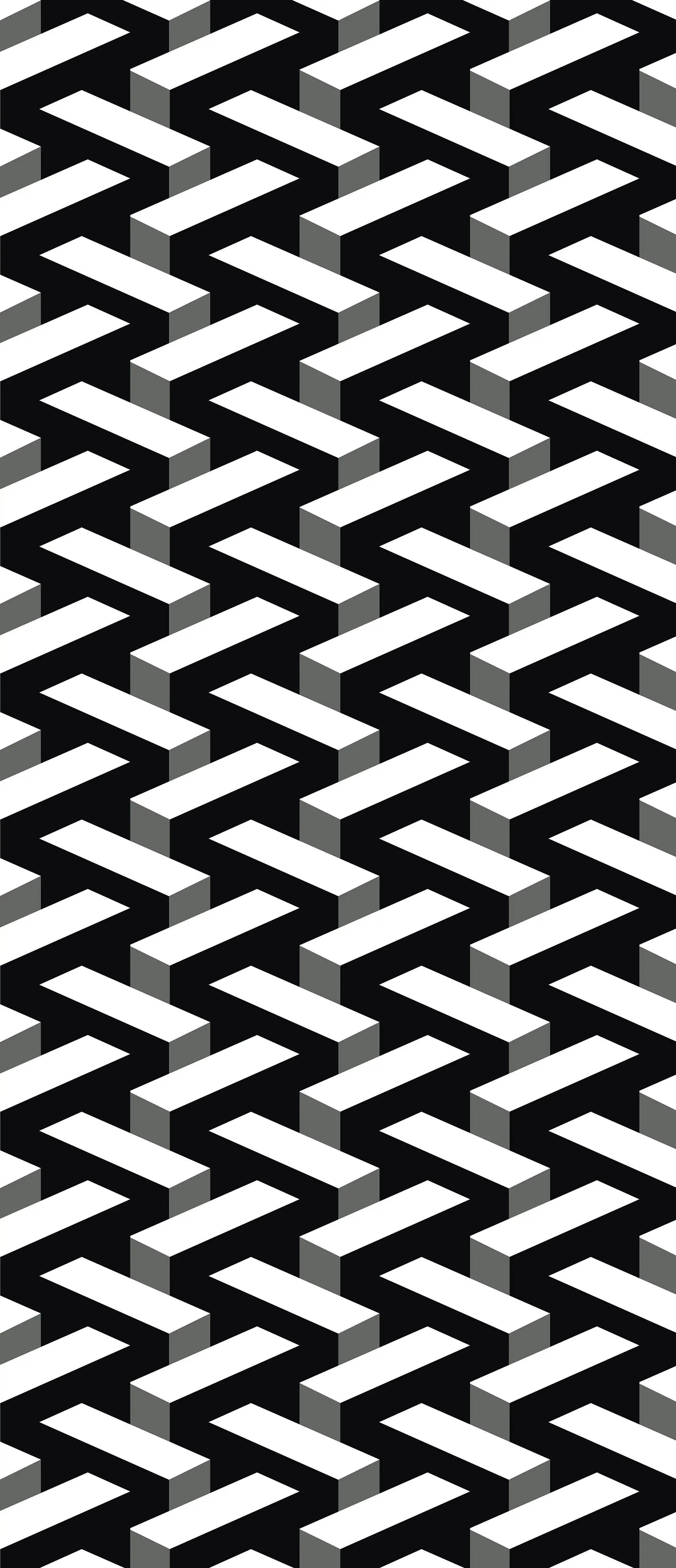 Billede 14 af Fototapet - Sort og hvidt geometrisk zigzag-mønster