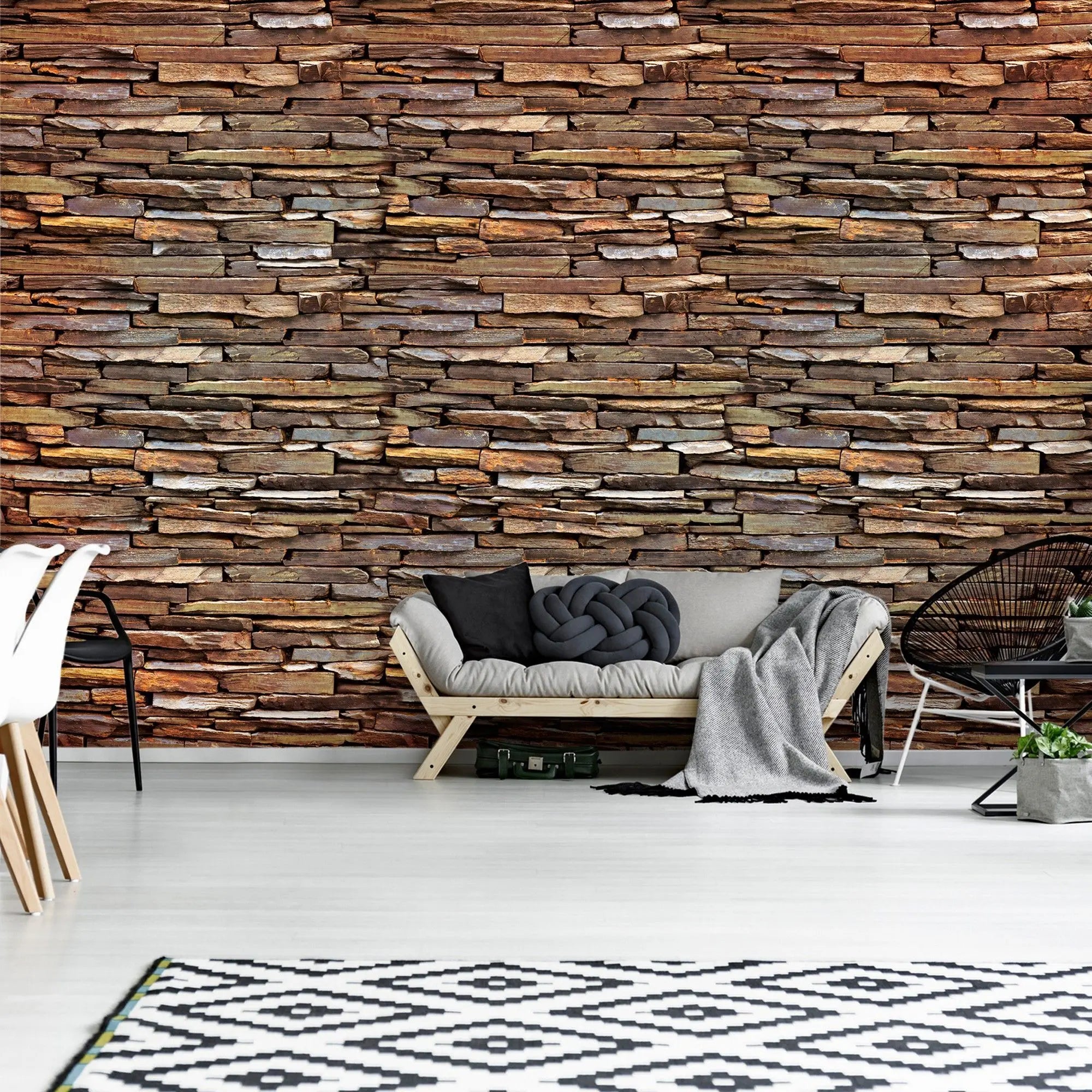 Billede 4 af Fototapet - Stablet naturstensvæg