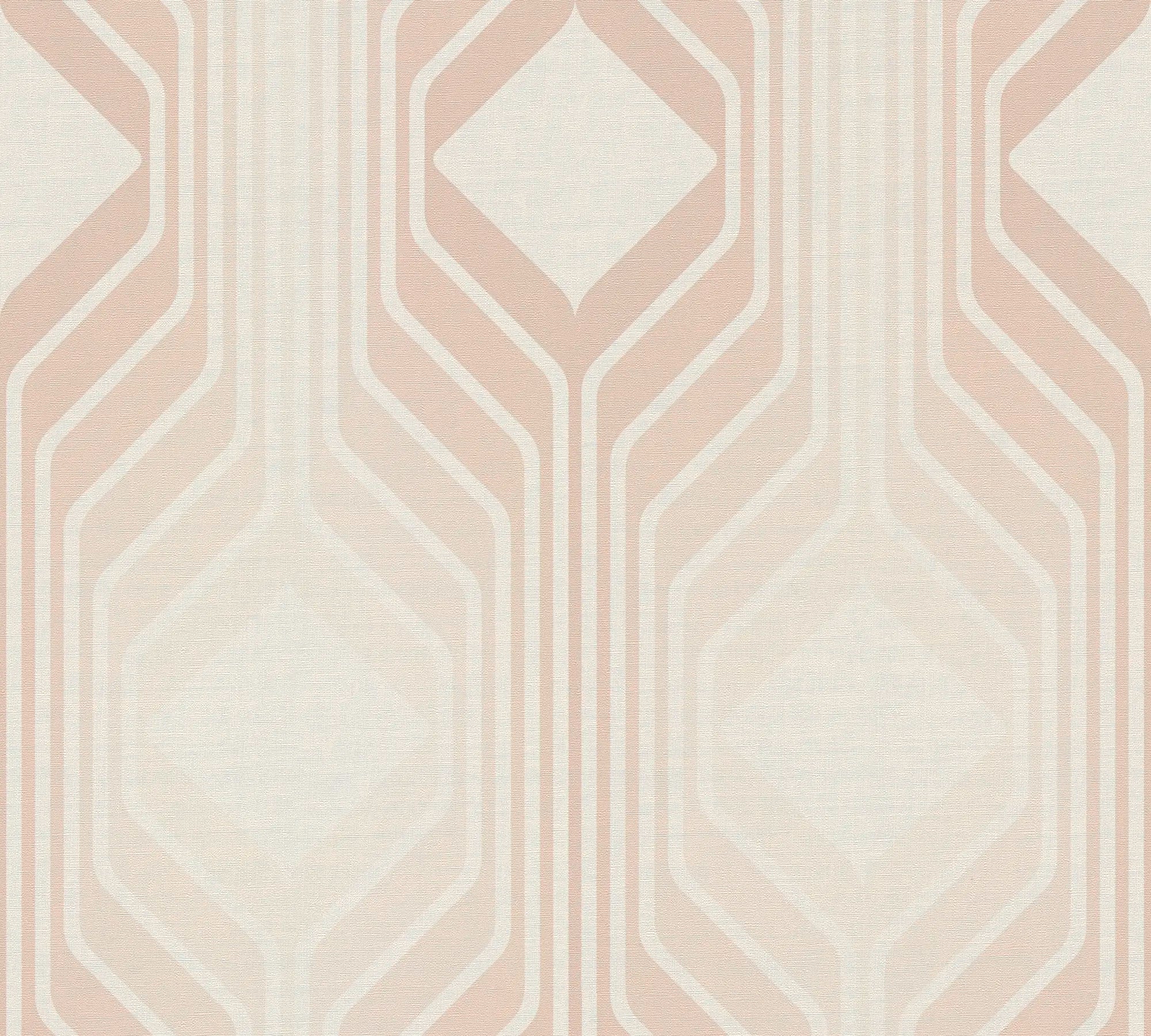 Baggrundsmønster af Sylvia - Sand Whisper med dekorative geometriske linjer i beige nuancer.