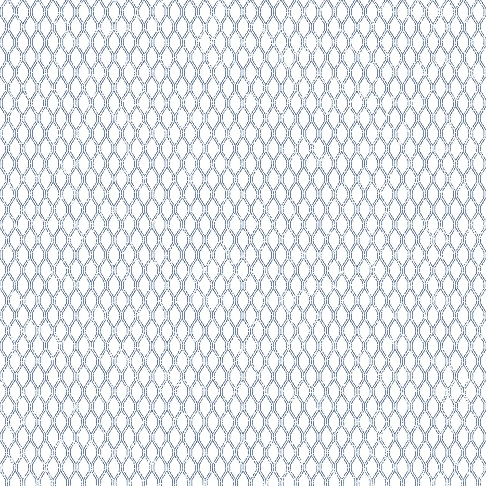 Detaljeret mønster i tapetet Delicate Loops - Sapphire. Et elegant design med repetitivt loop-mønster i sarte toner for Nicetapet.dk.