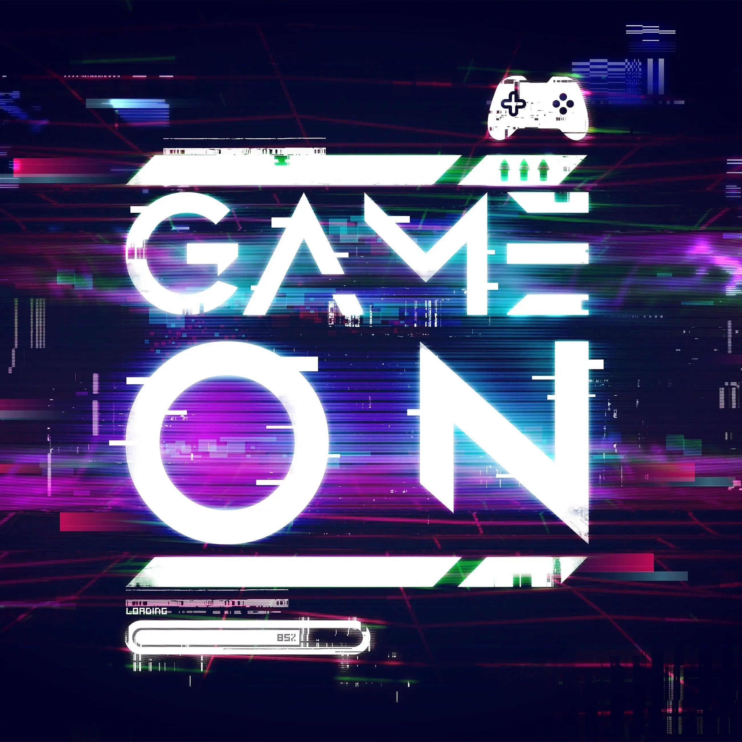Billede 8 af Fototapet - Tekst Game On med Glitch-effekt