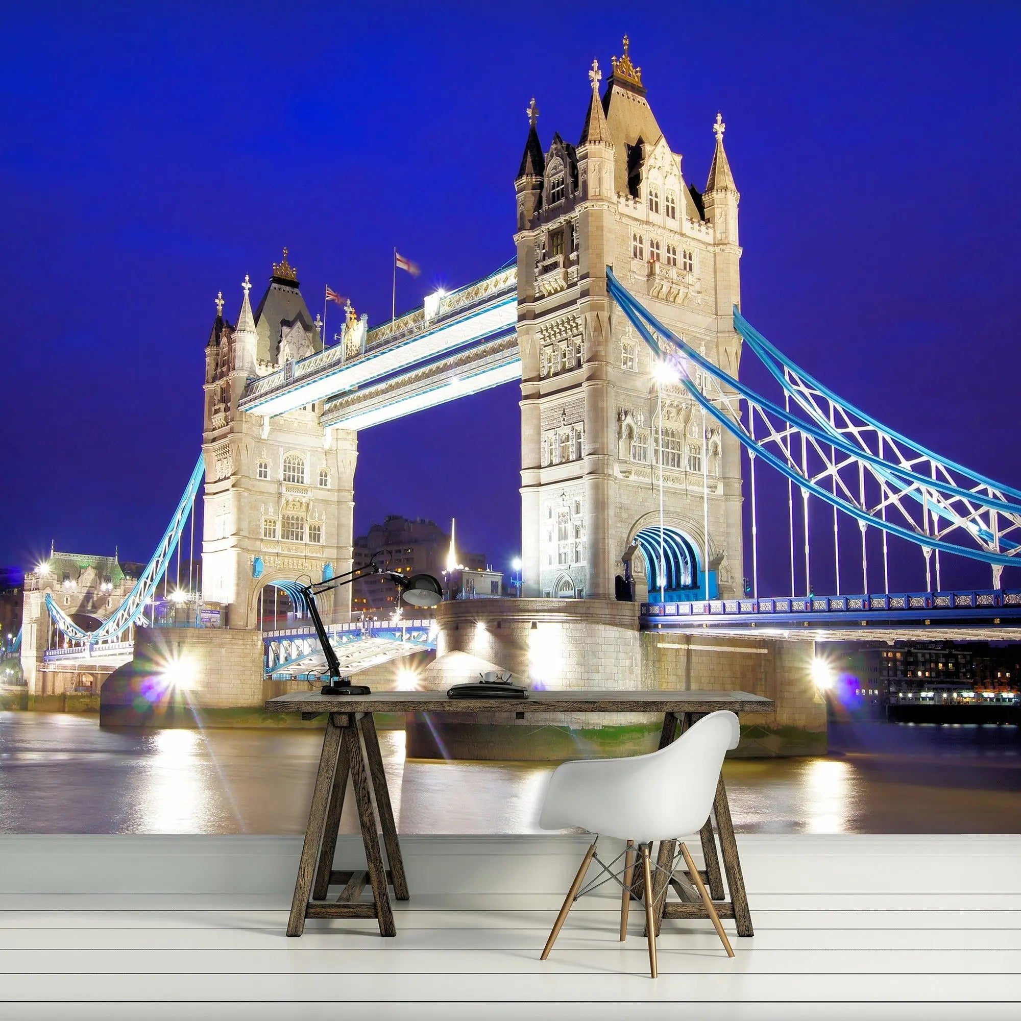 Billede 4 af Fototapet - Tower Bridge London om natten