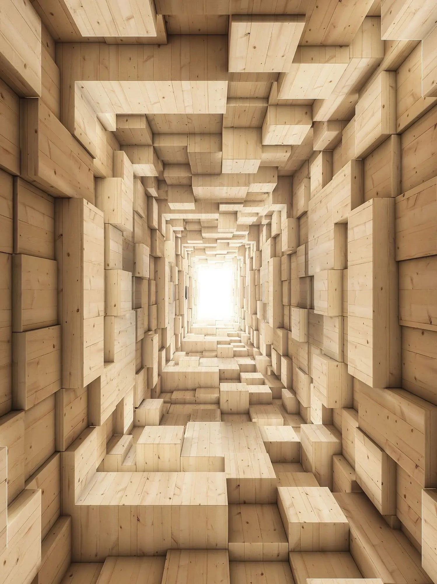 Billede 10 af Fototapet - Tredimensionel passage med træplanker