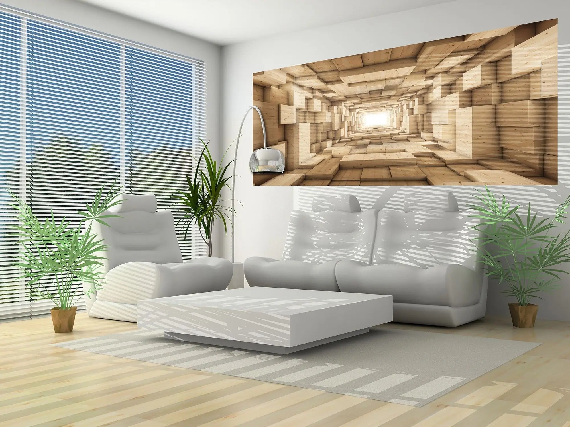 Billede 6 af Fototapet - Tredimensionel passage med træplanker