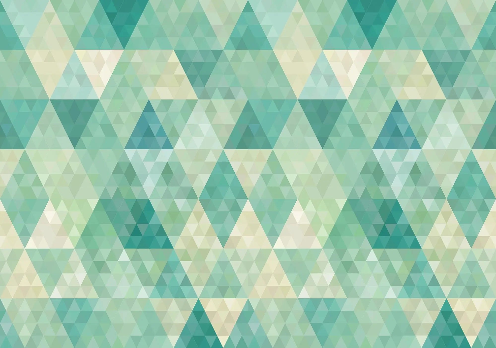 Billede 1 af Fototapet - Turkise og beige geometriske trekantmønstre