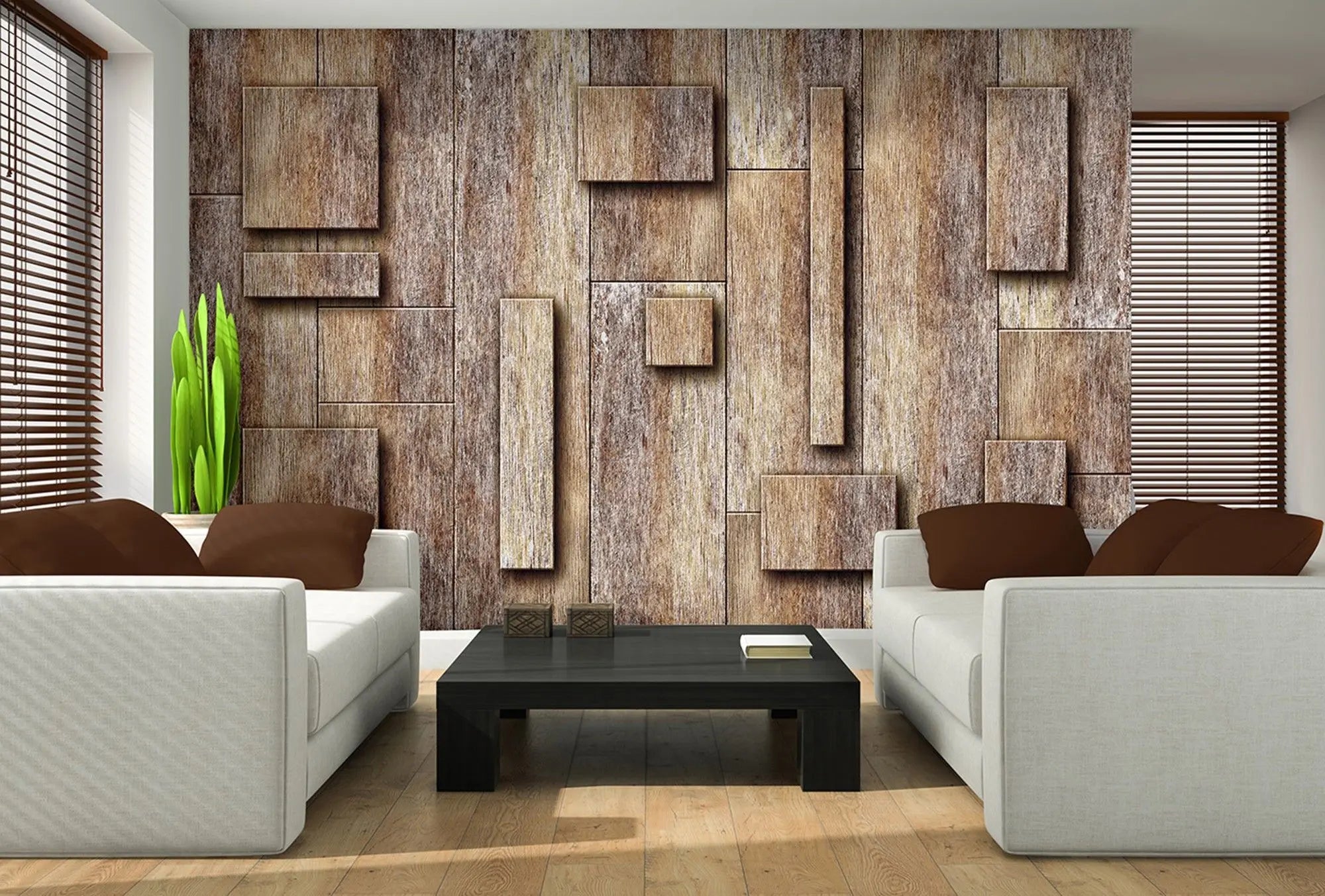 Billede 2 af Fototapet - Ujævn overflade af rå træplanker