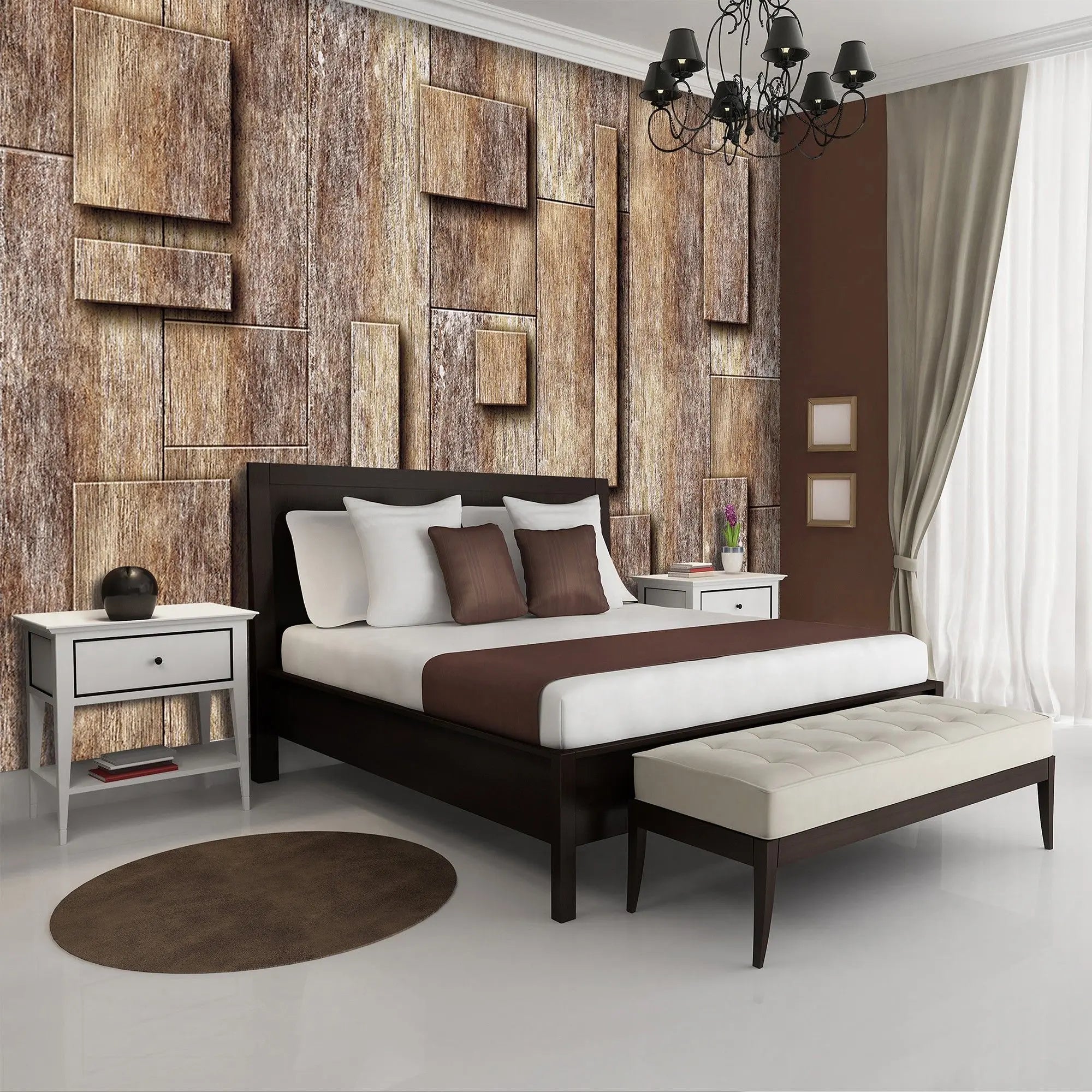 Billede 4 af Fototapet - Ujævn overflade af rå træplanker