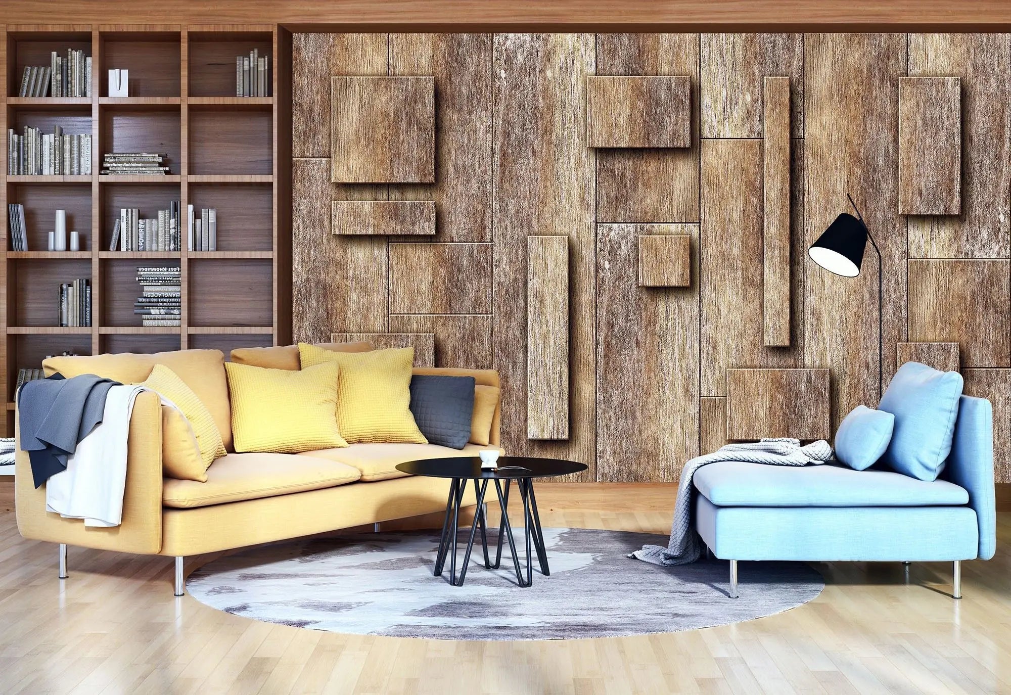 Billede 5 af Fototapet - Ujævn overflade af rå træplanker