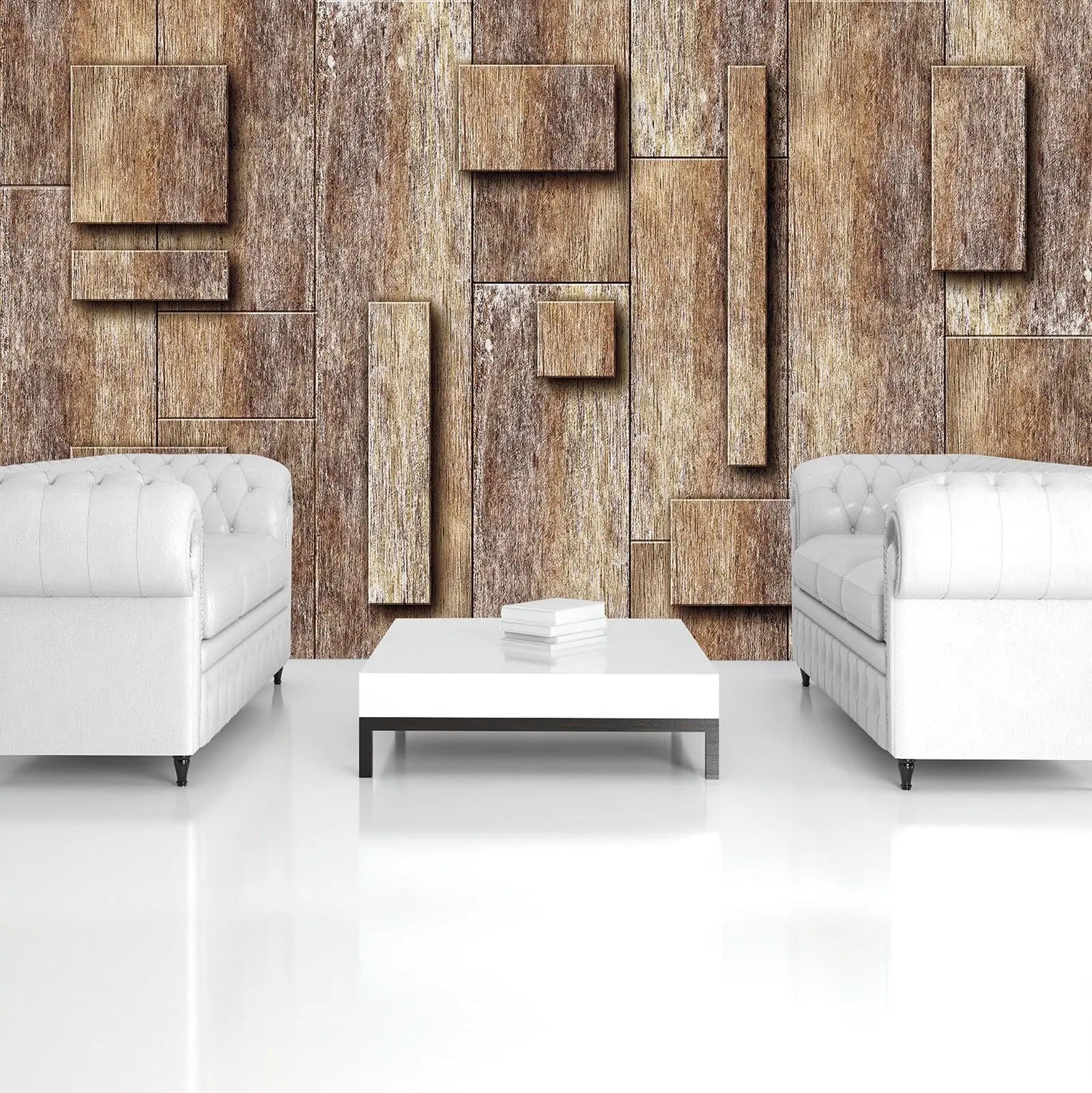 Billede 6 af Fototapet - Ujævn overflade af rå træplanker