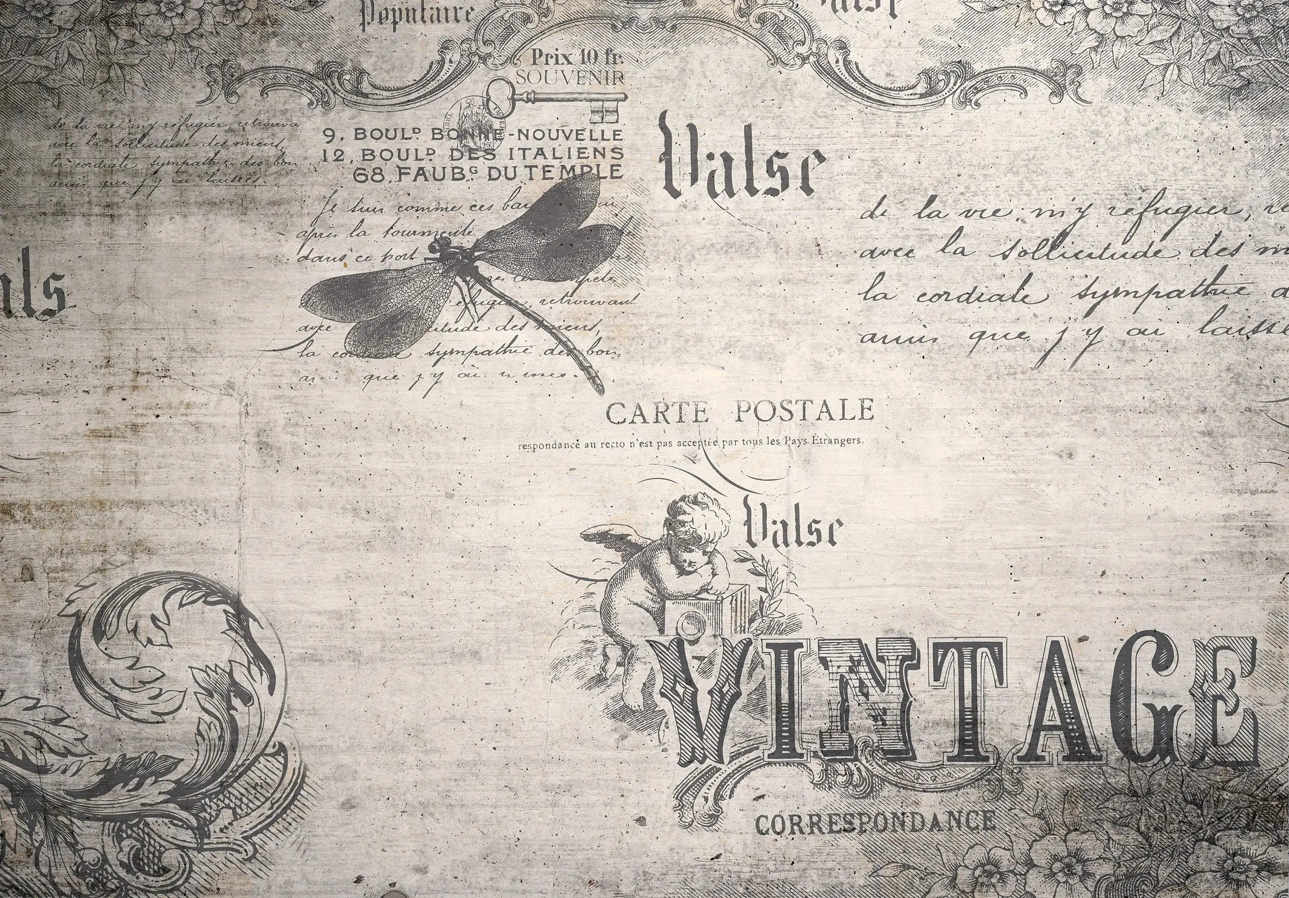 Billede 16 af Fototapet - Vintage postkortdesign med natsværmer og engel