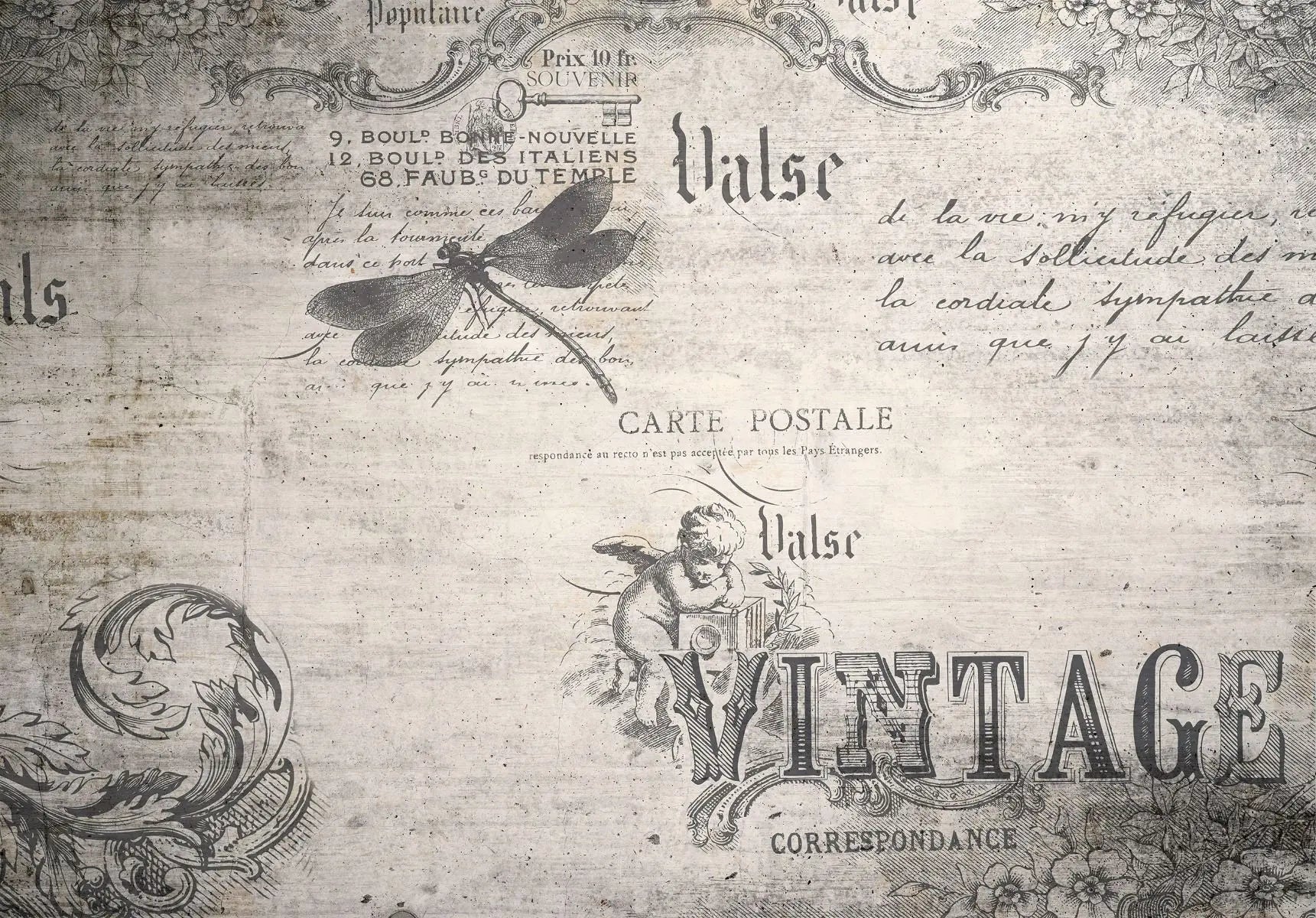 Billede 2 af Fototapet - Vintage postkortdesign med natsværmer og engel