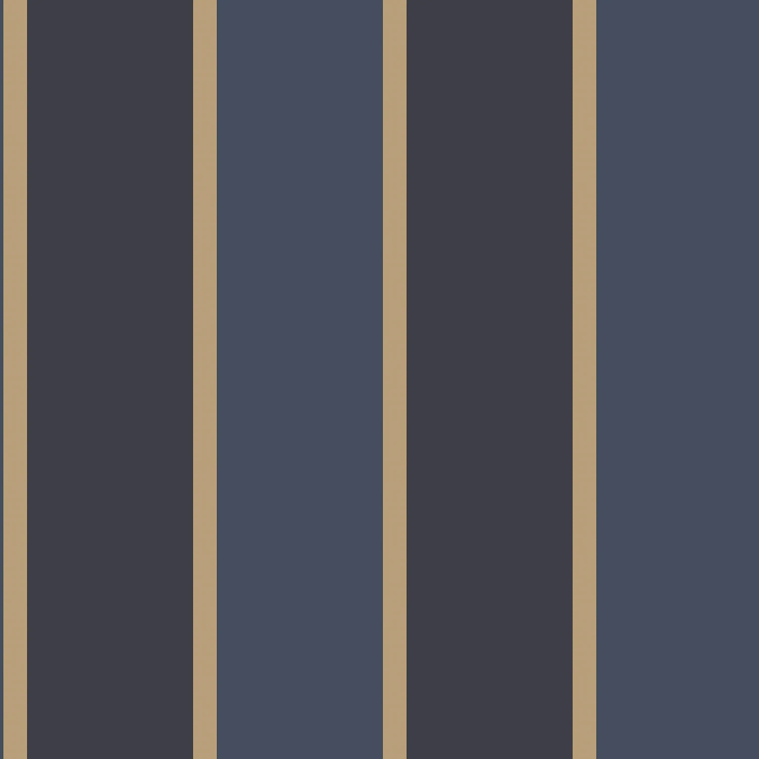 Tapetdesign Alternating Widths - Midnight med brede lodrette mørkeblå og smalle beige striber.