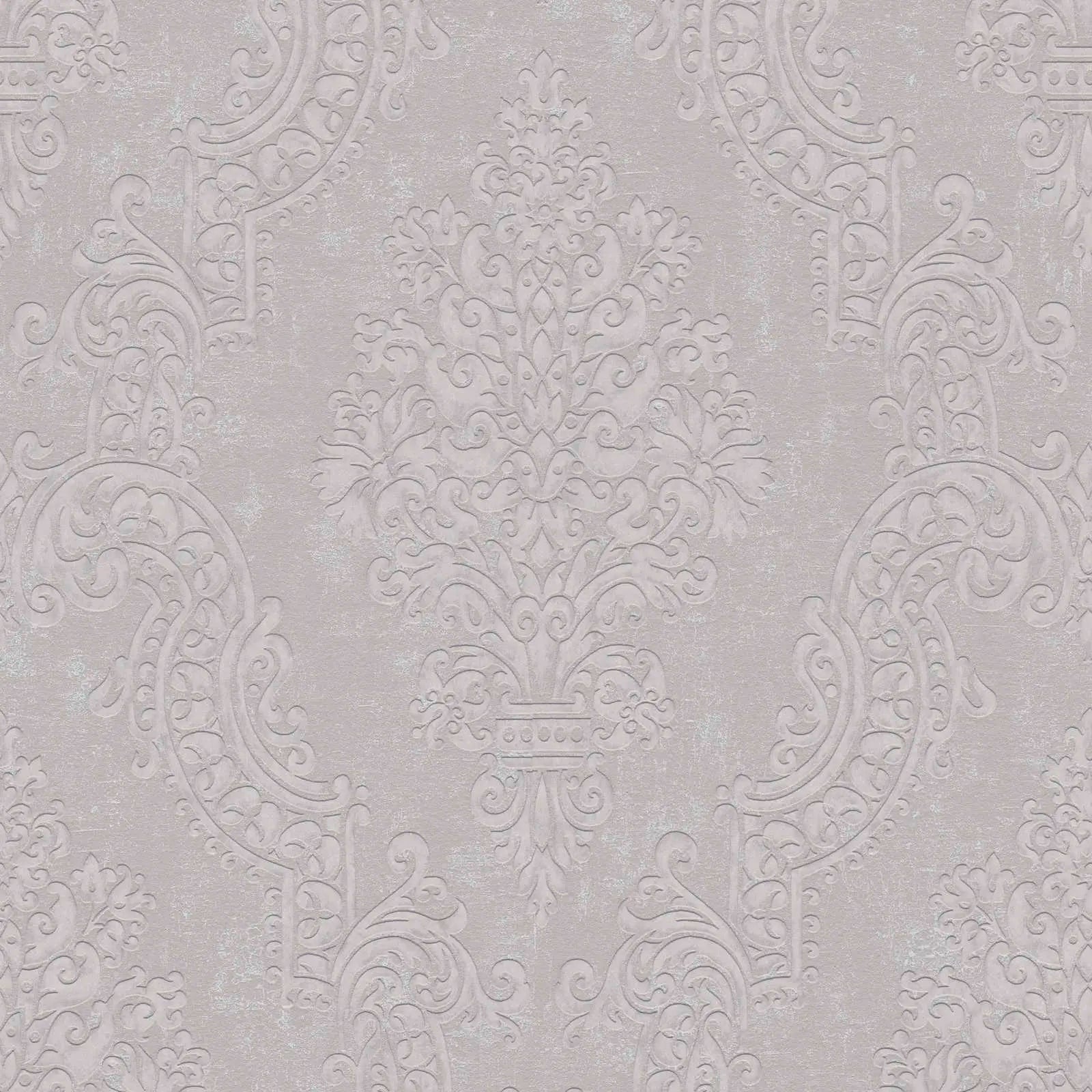 Baroque Elegance - Silver tapet med detaljeret barokmønster i sølvfarvet design.