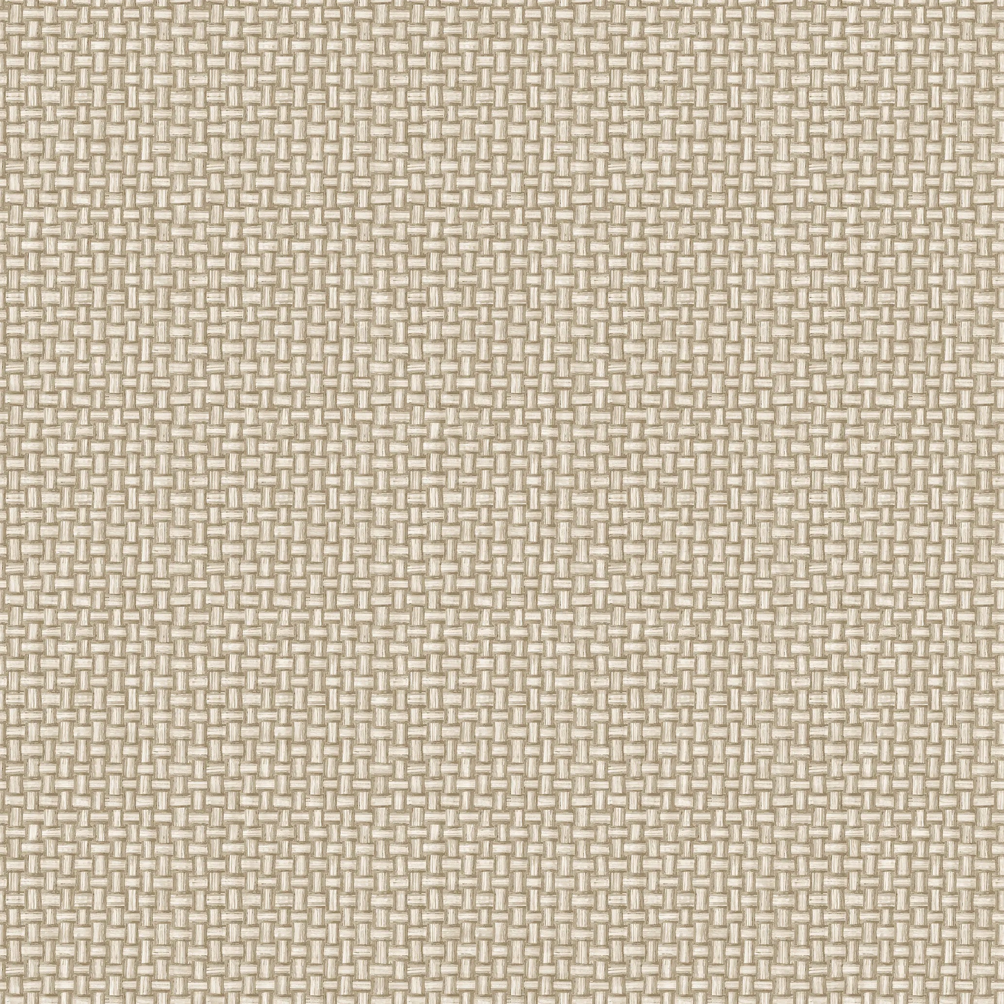 Detaljeret billede af Biderbost Weave - Beige tapet, der viser det komplekse mønster af vævning i beige toner.