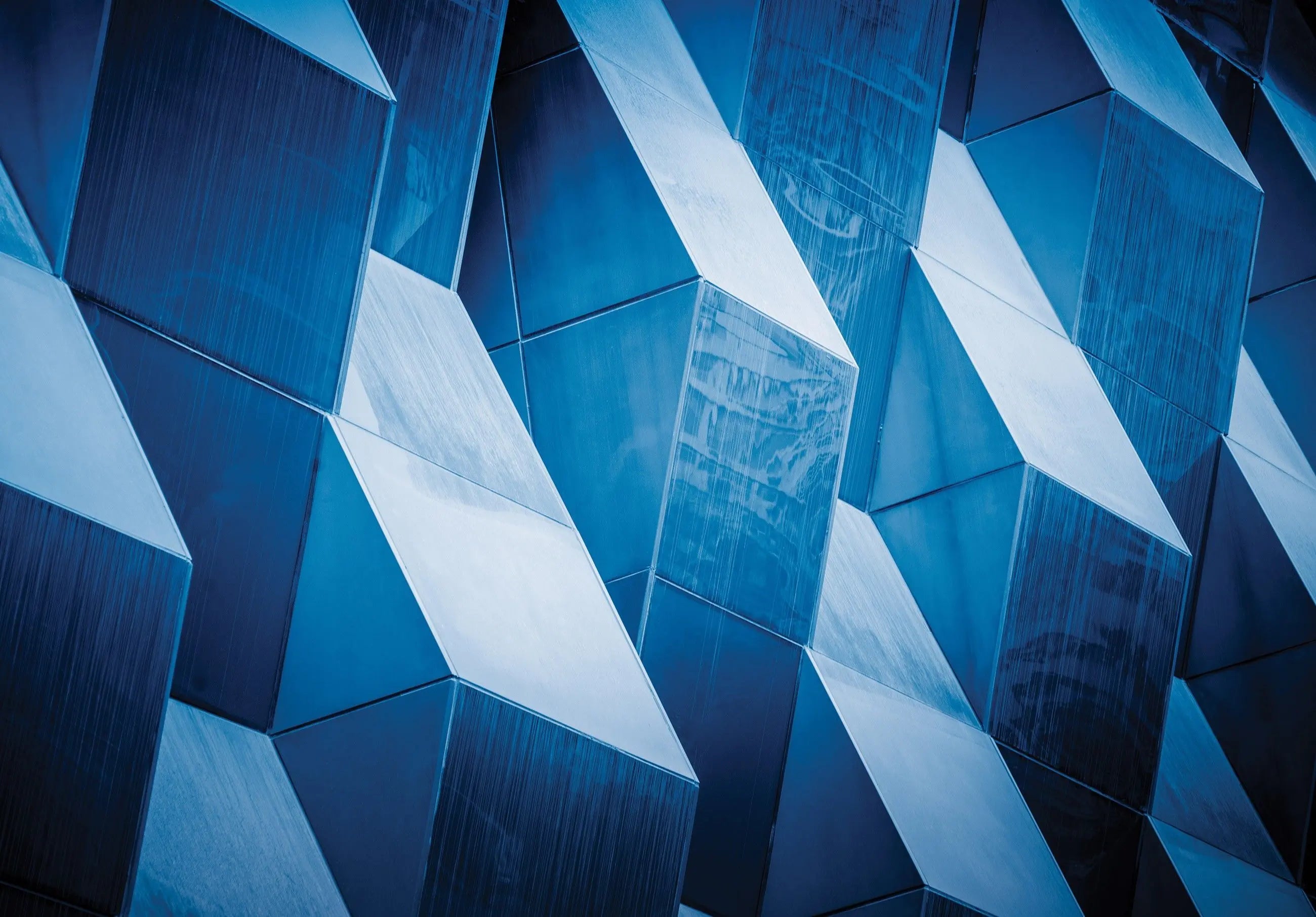 Billede 2 af Fototapet - Blå geometriske metalpaneler