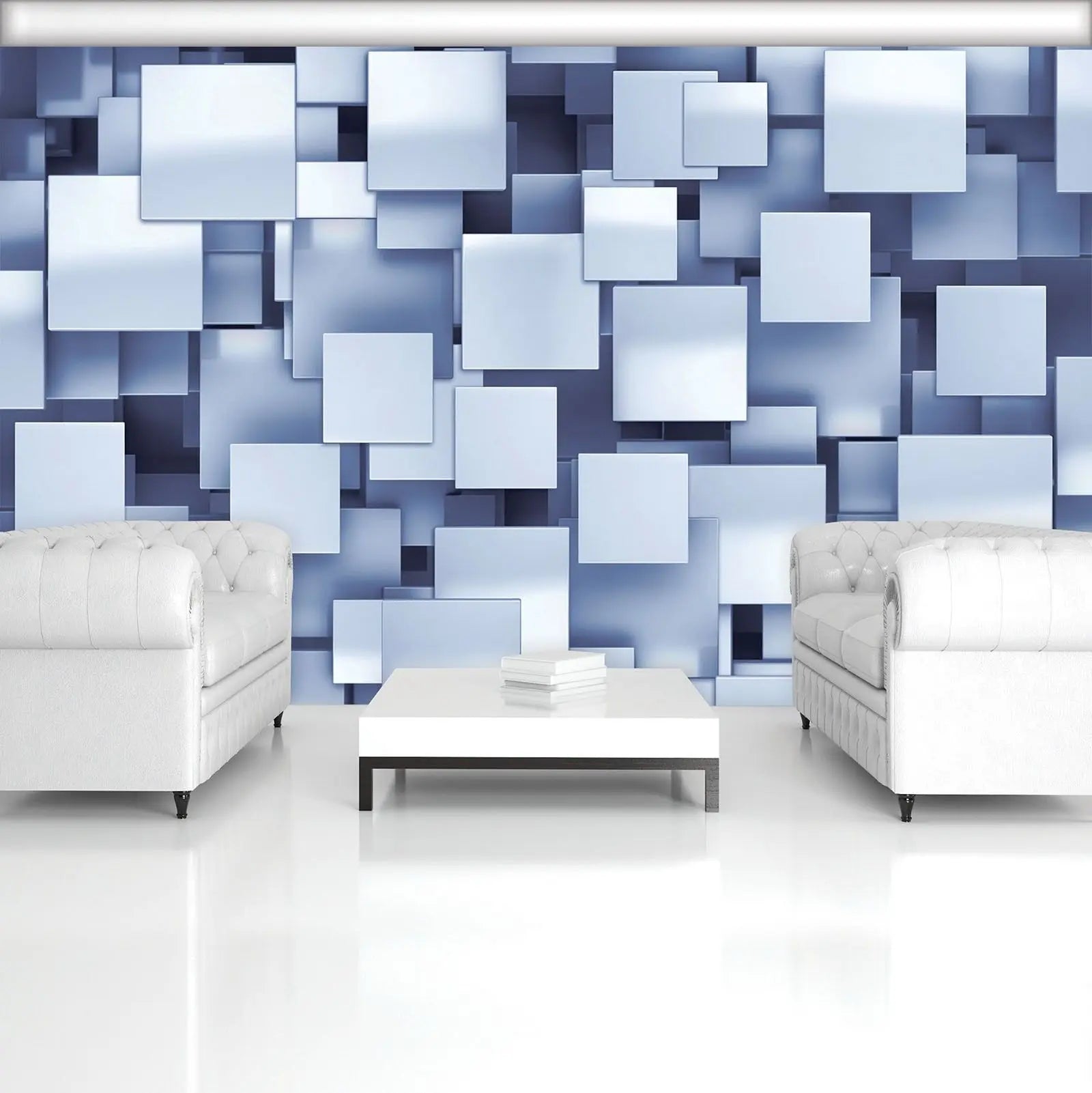 Billede 6 af Fototapet - Blå metalplader i forskellige størrelser