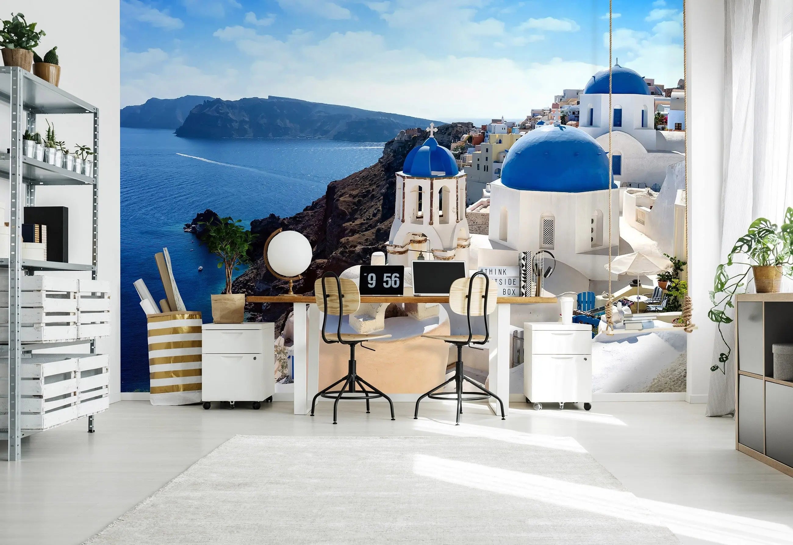 Billede 4 af Fototapet - Blå og hvide bygninger i Santorini, Grækenland ved havet