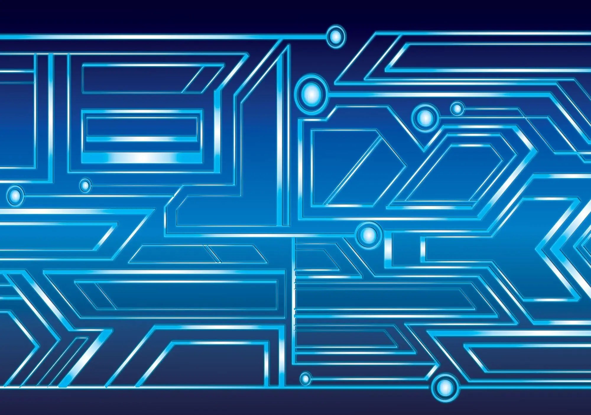 Billede 1 af Fototapet - Blåt teknologimønster med geometriske linjer