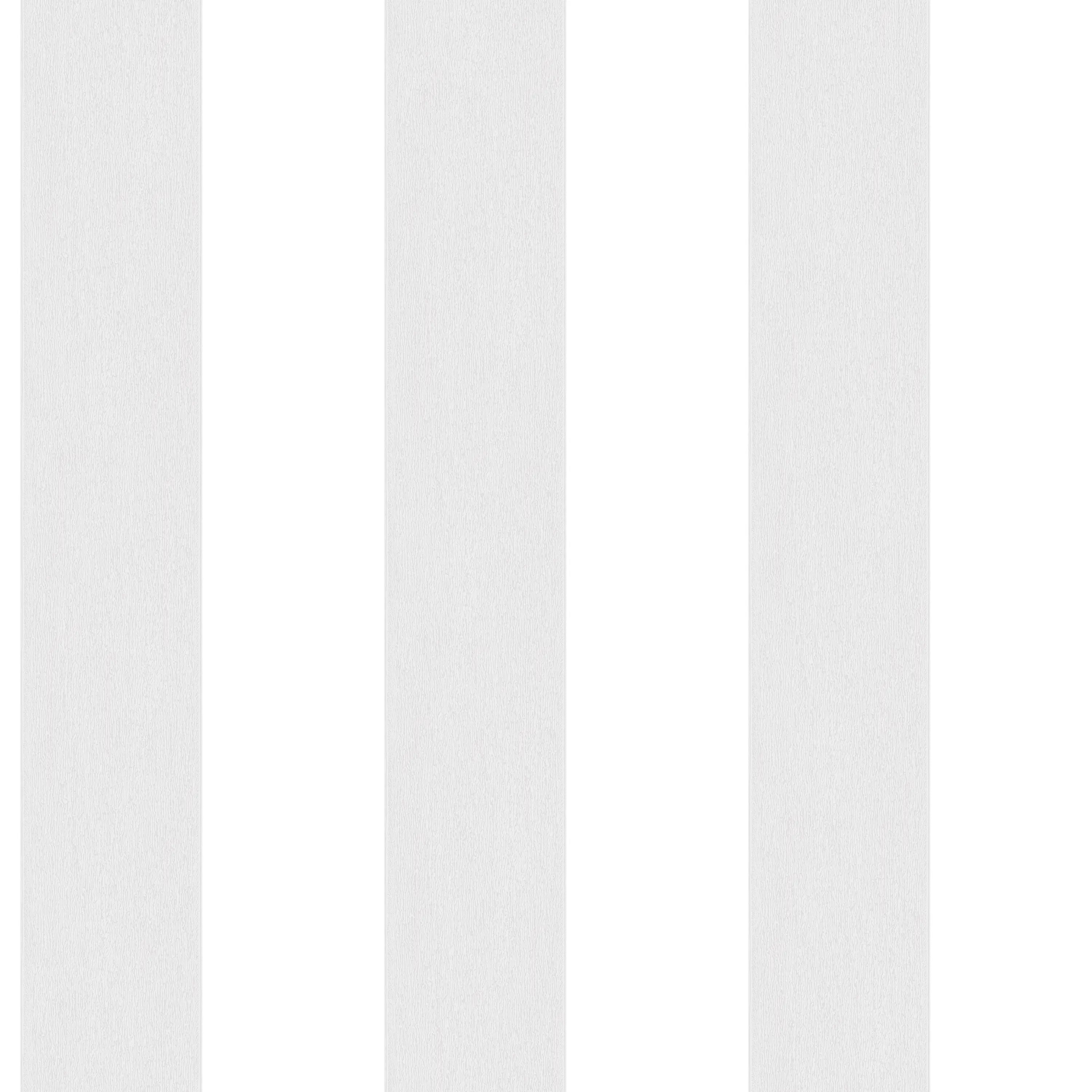 Nærbillede af Block Stripes - Pearl tapet med brede lodrette striber i lyse nuancer. Perfekt til moderne indretning.