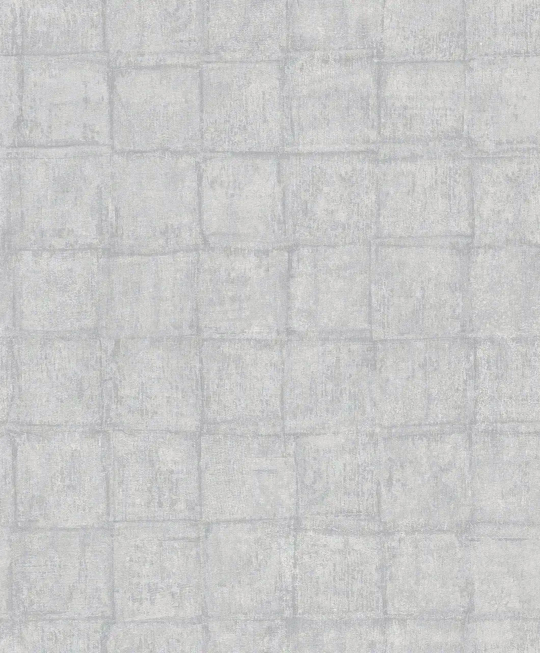 Nærbillede af Botanic Grid - Slate tapet med et subtilt, gråt kvadratisk mønster.