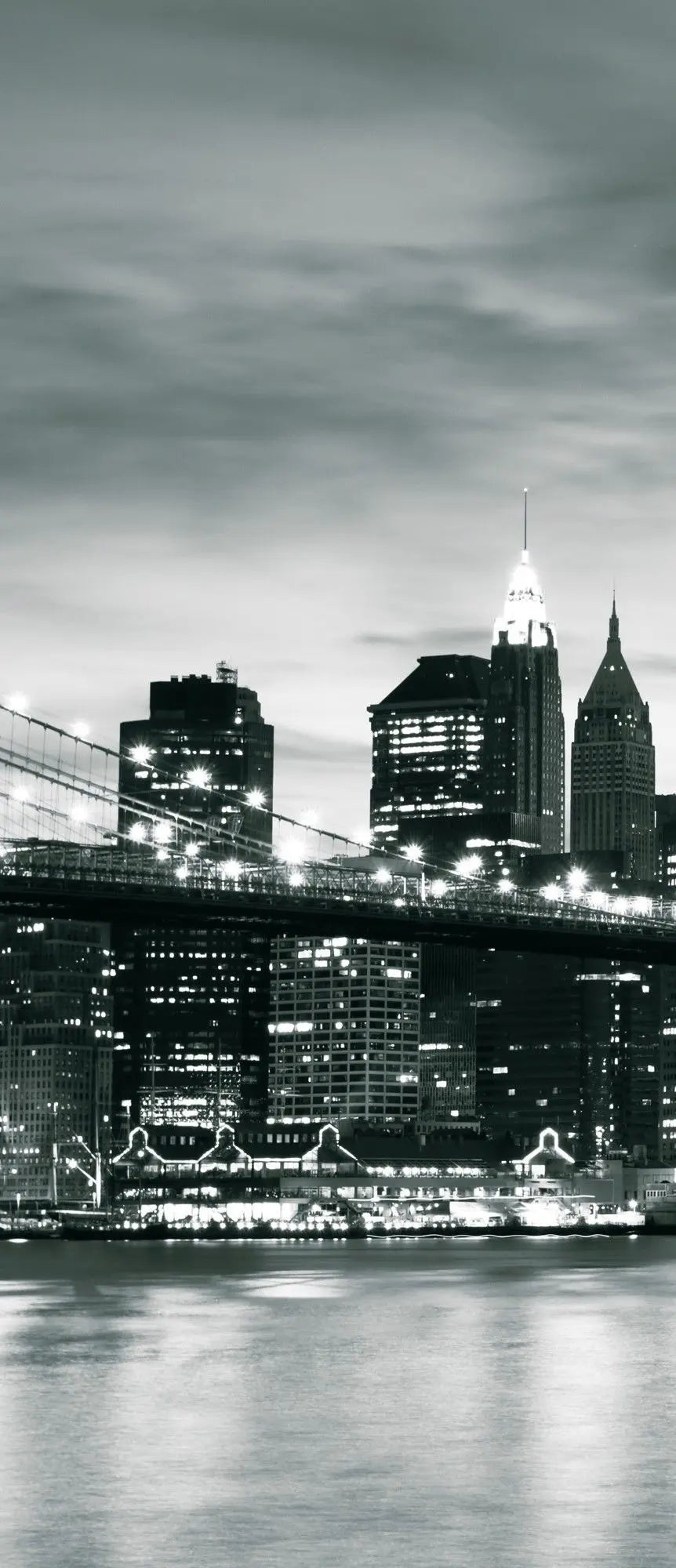 Billede 11 af Fototapet - Brooklyn Bridge og New Yorks skyline i sort-hvid