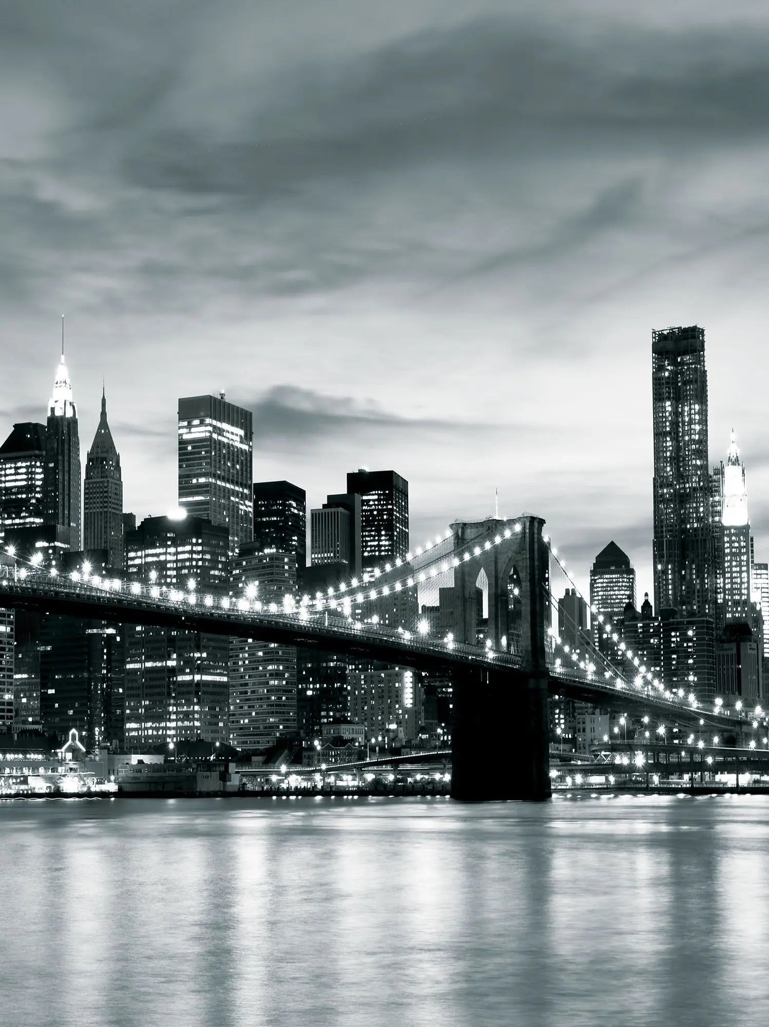 Billede 12 af Fototapet - Brooklyn Bridge og New Yorks skyline i sort-hvid