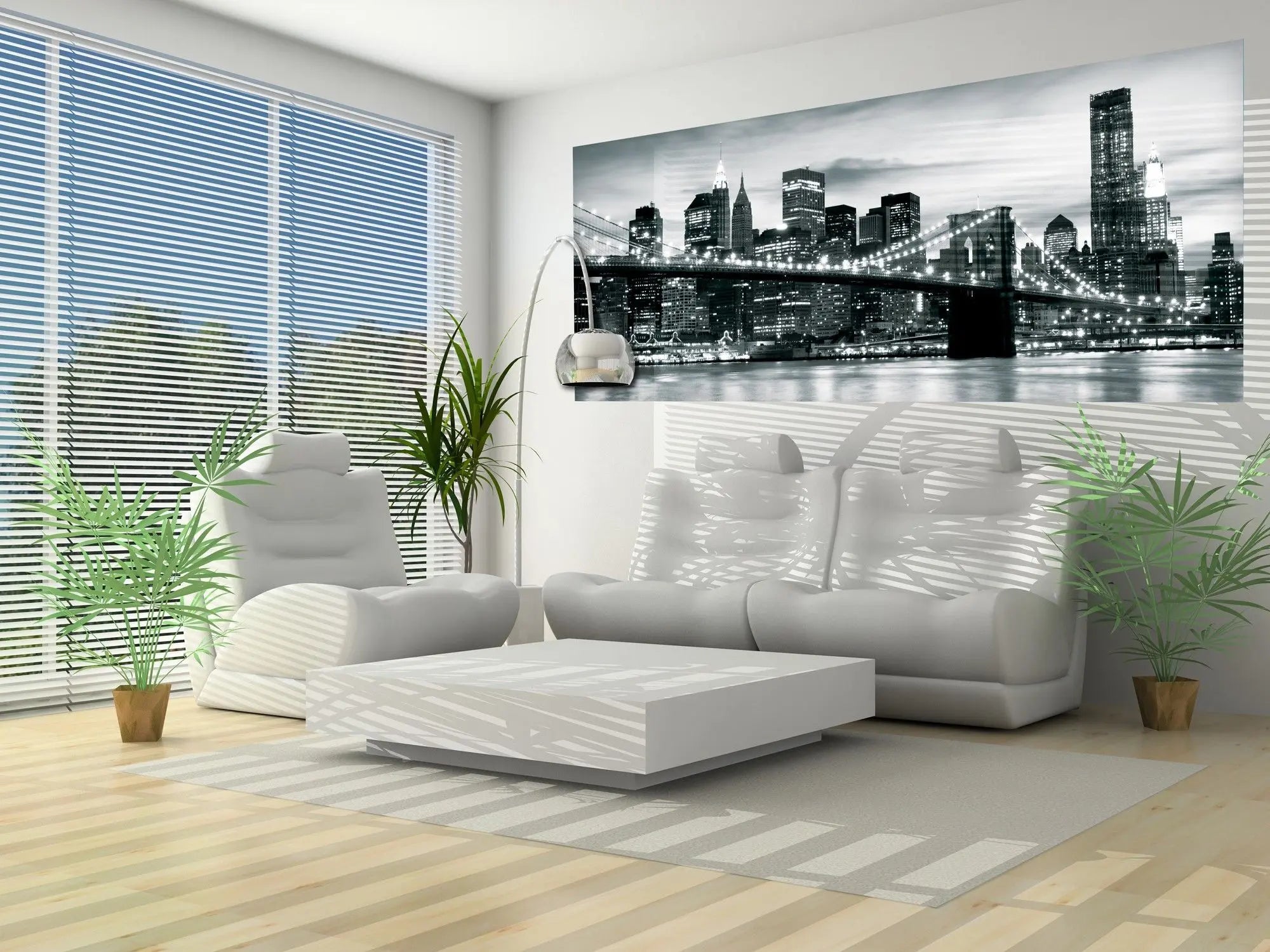 Billede 7 af Fototapet - Brooklyn Bridge og New Yorks skyline i sort-hvid